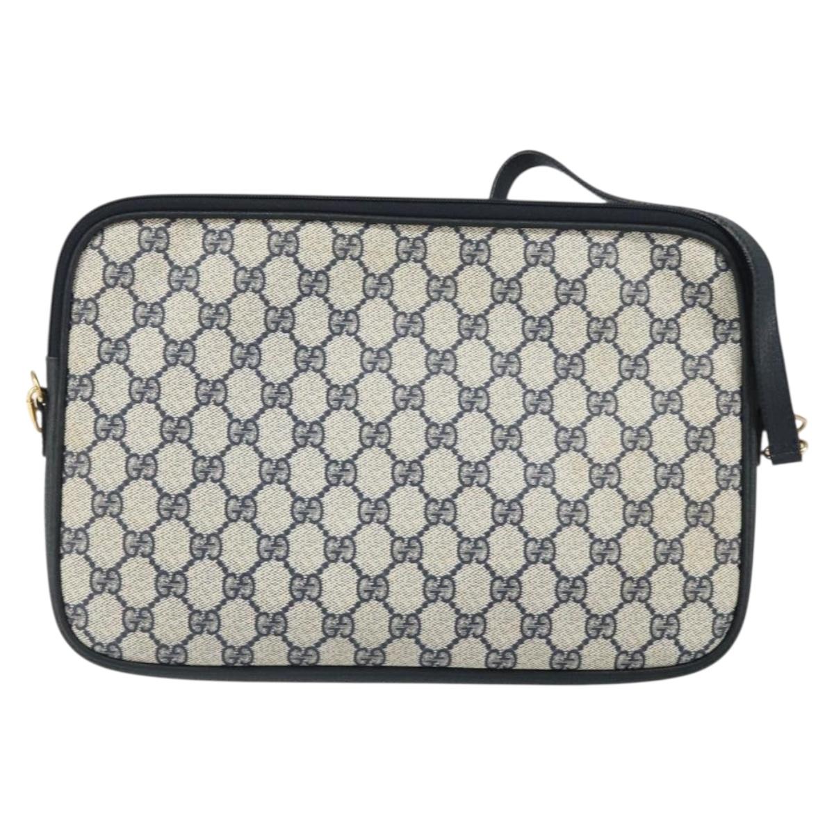 GUCCI GG Supreme Shoulder Bag PVC Navy Gold 004 89 0262 Auth yk20163