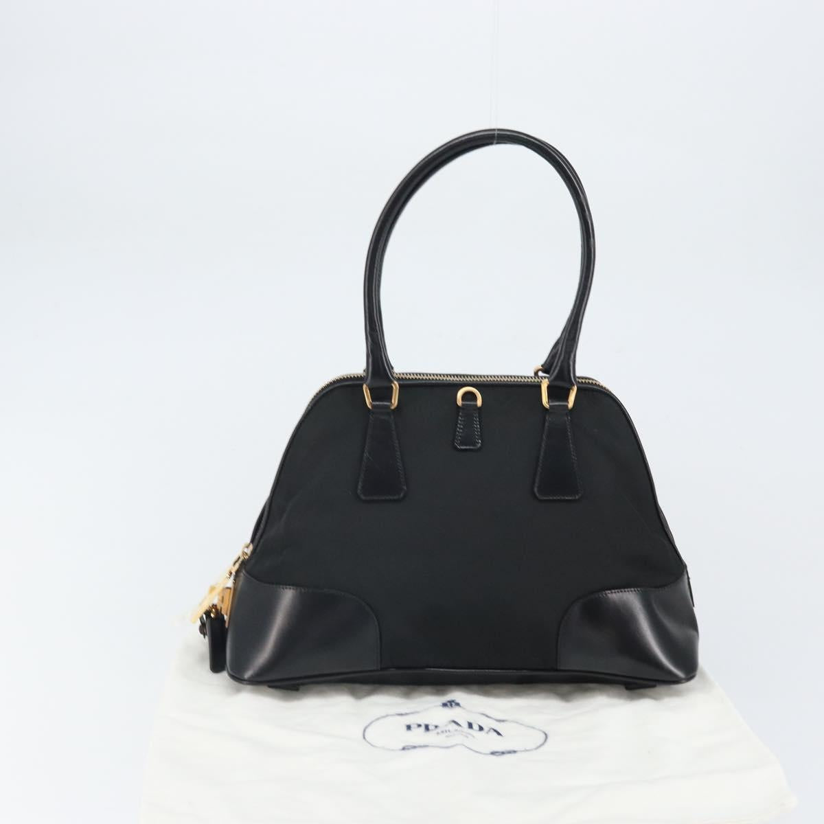 PRADA Hand Bag Nylon Black Gold Auth yk20166