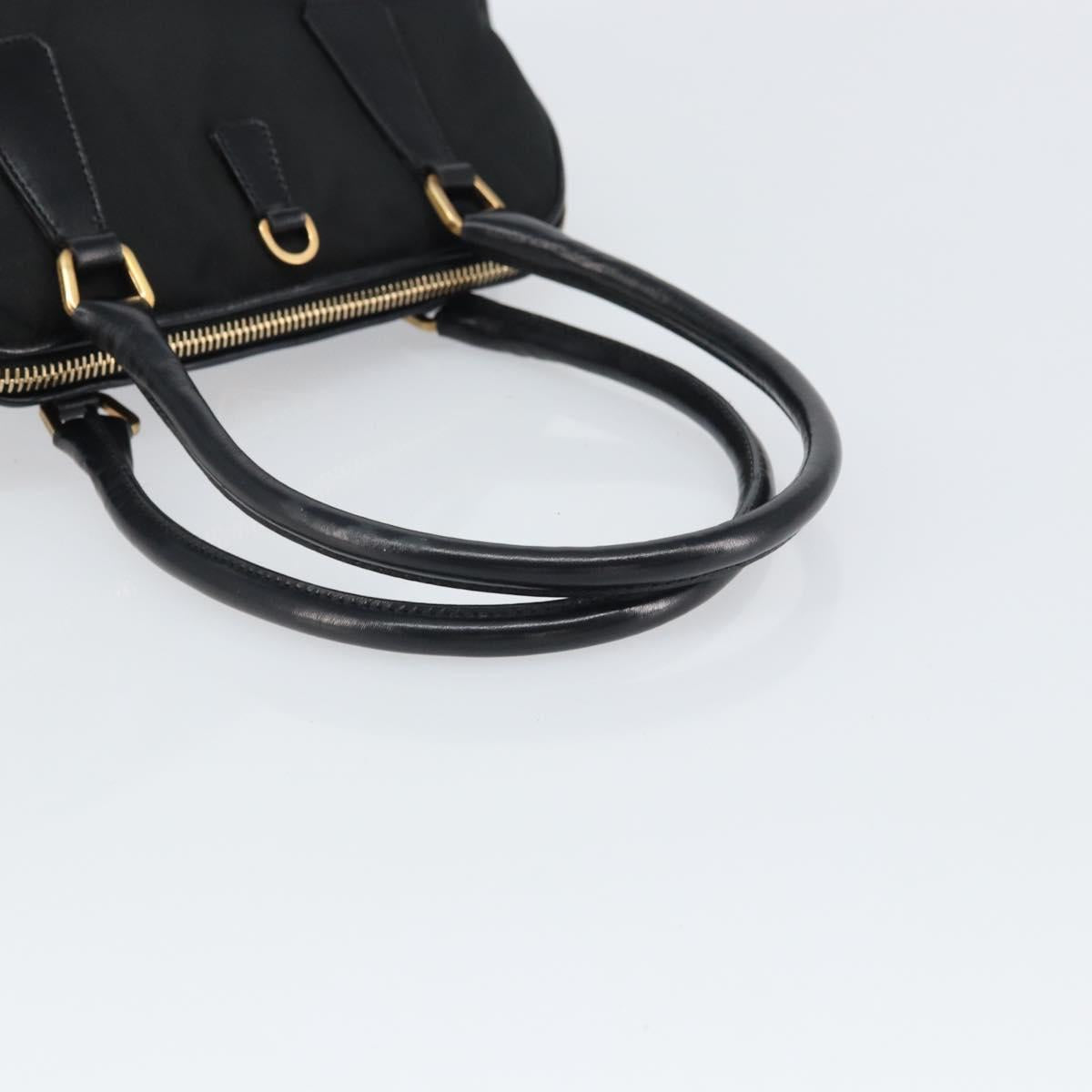 PRADA Hand Bag Nylon Black Gold Auth yk20166