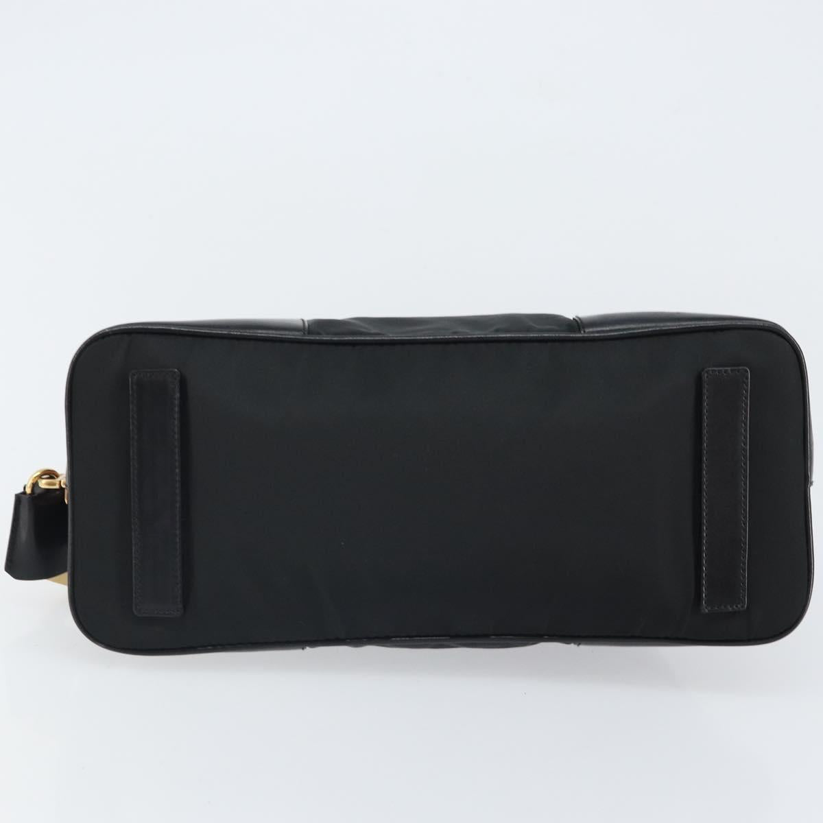 PRADA Hand Bag Nylon Black Gold Auth yk20166