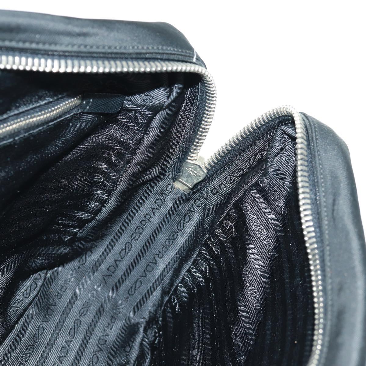 PRADA Shoulder Bag Nylon Leather Black Silver Auth yk20181V