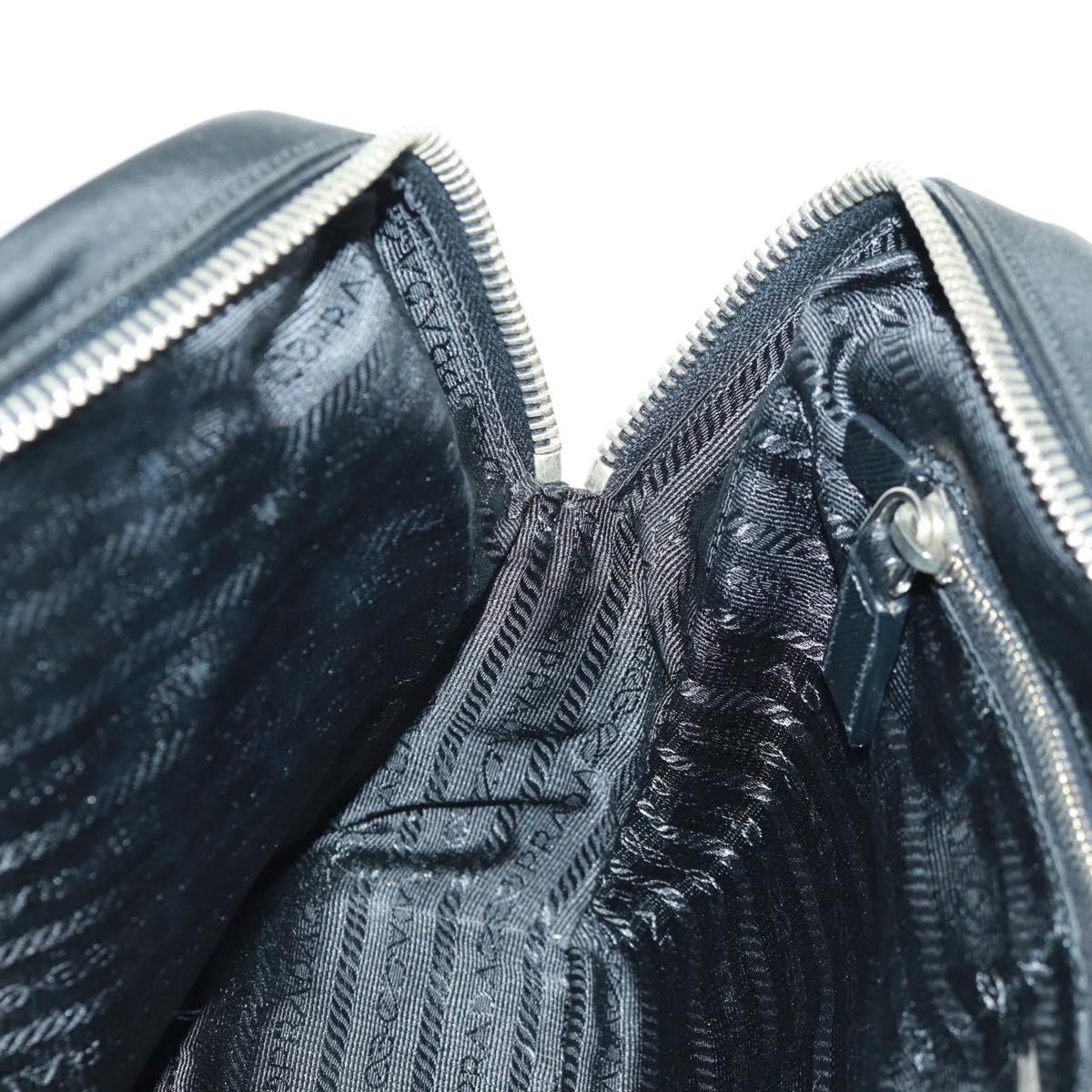 PRADA Shoulder Bag Nylon Leather Black Silver Auth yk20181V