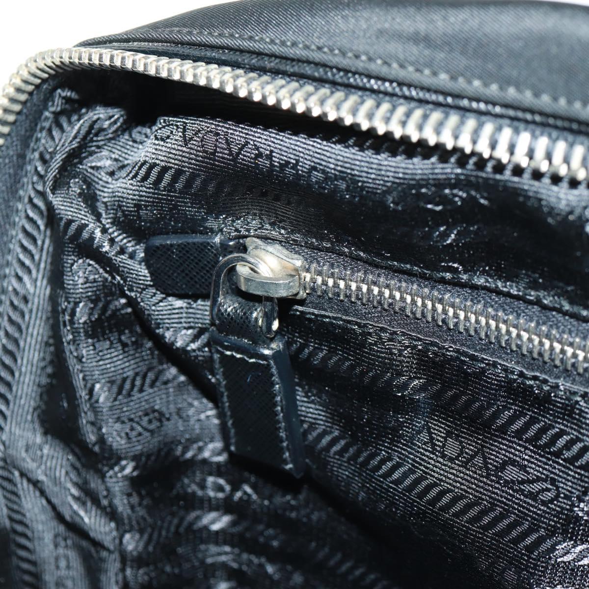 PRADA Shoulder Bag Nylon Leather Black Silver Auth yk20181V