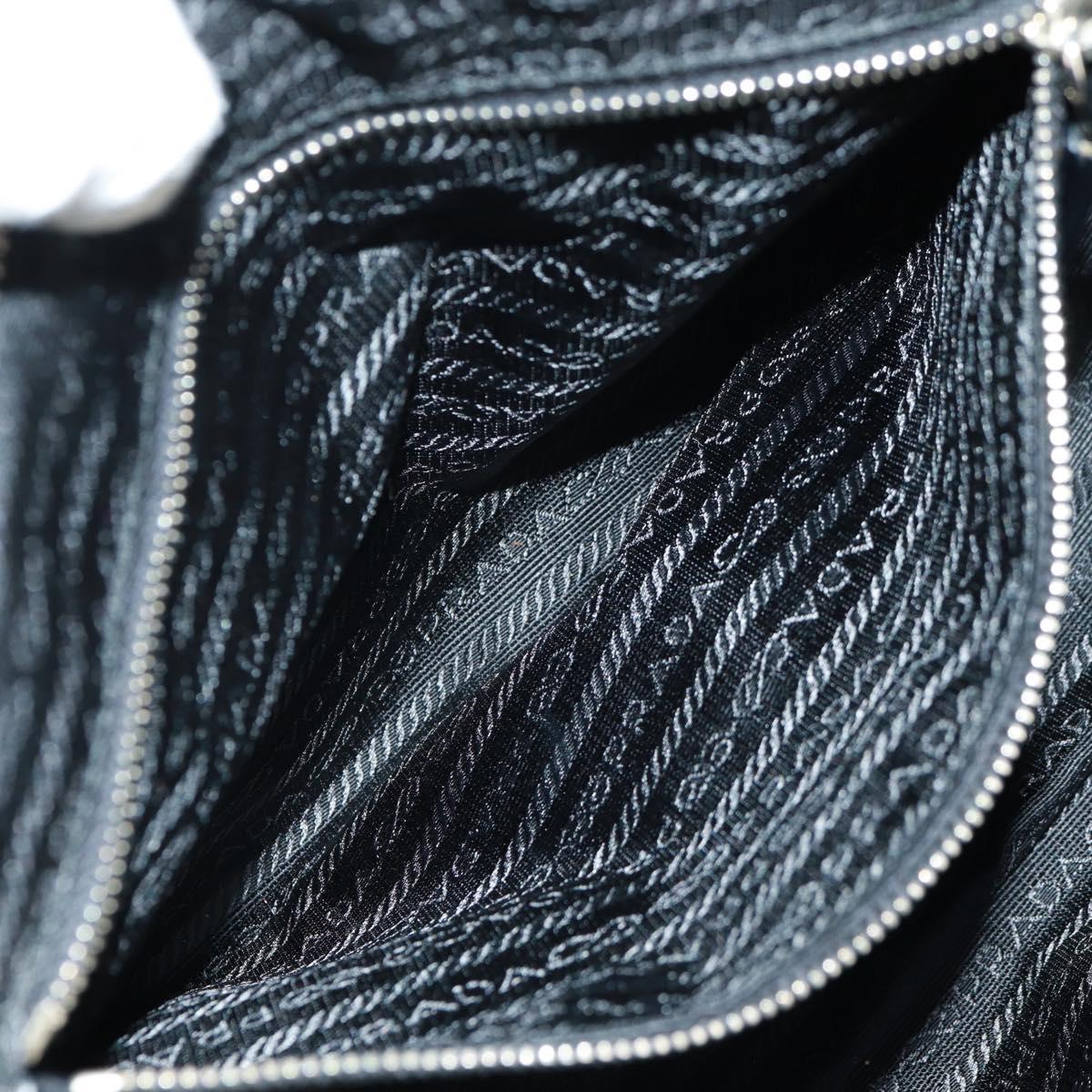 PRADA Shoulder Bag Nylon Leather Black Silver Auth yk20181V