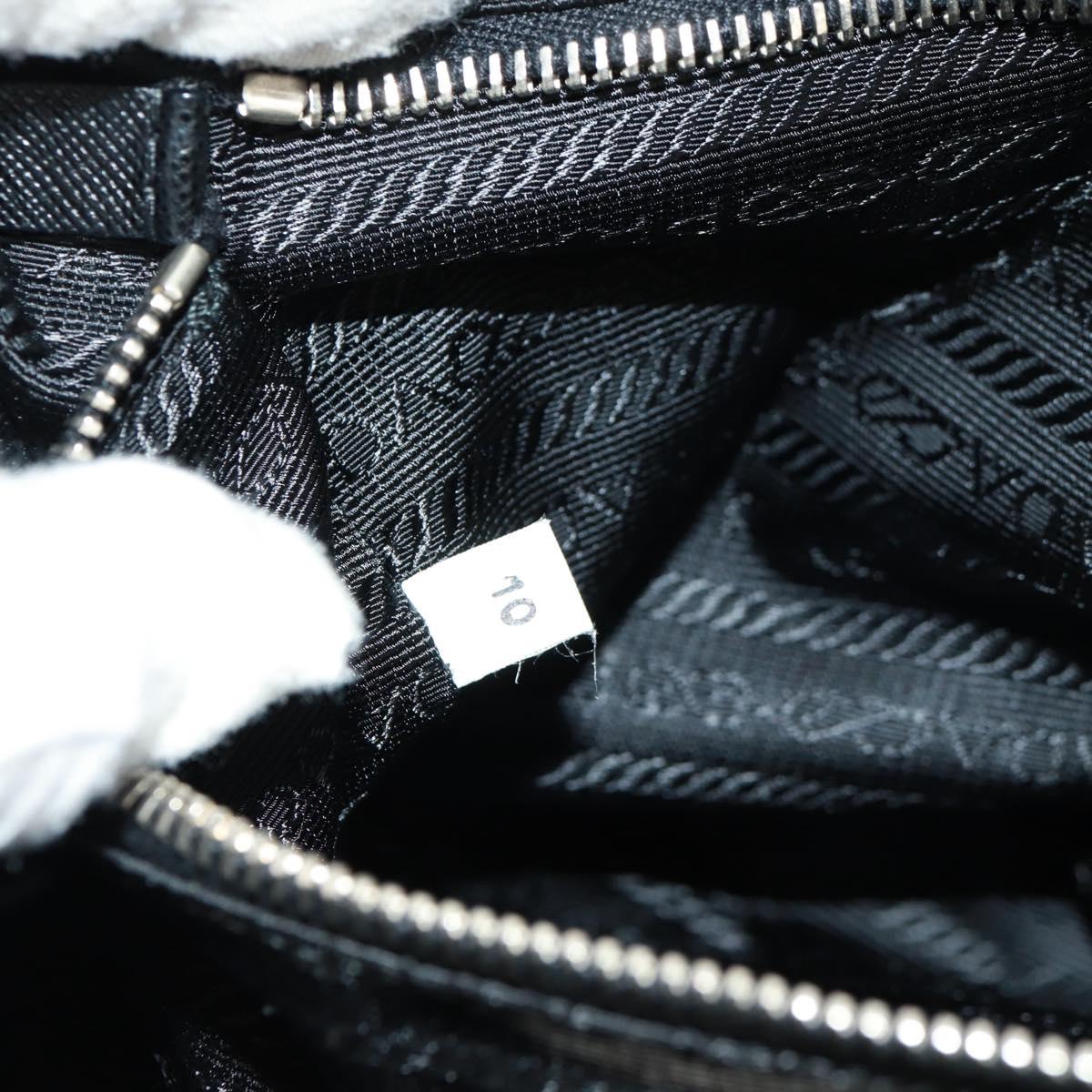 PRADA Shoulder Bag Nylon Leather Black Silver Auth yk20181V