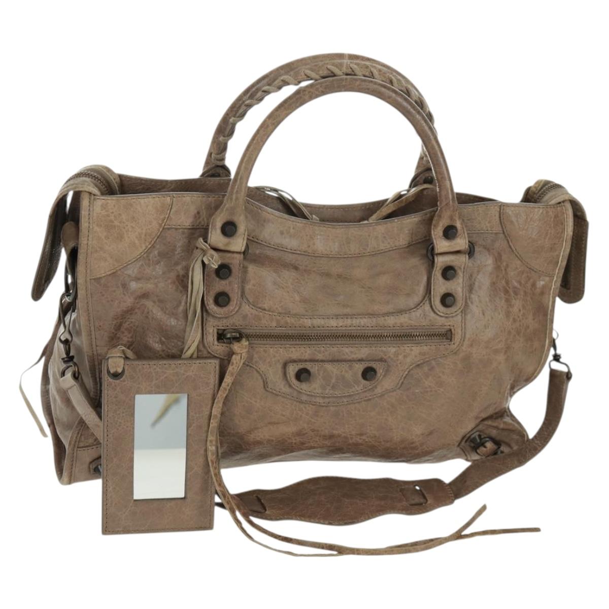 BALENCIAGA The City Hand Bag Leather 2way Brown 115748 Auth yk20183SAV