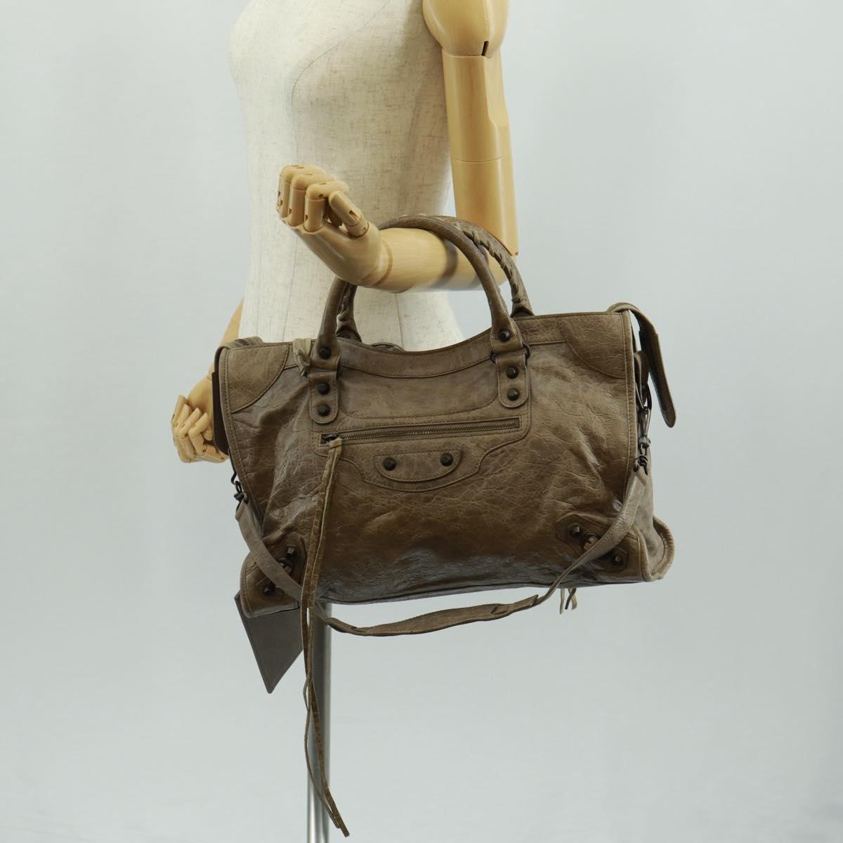 BALENCIAGA The City Hand Bag Leather 2way Brown 115748 Auth yk20183SAV