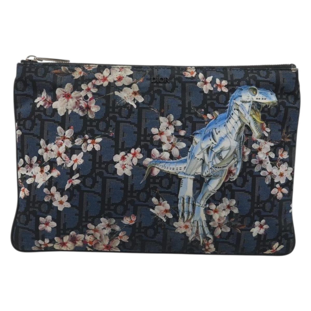 Christian Dior Trotter Canvas Hajime Sorayama Clutch Bag Nylon Navy Auth yk20185