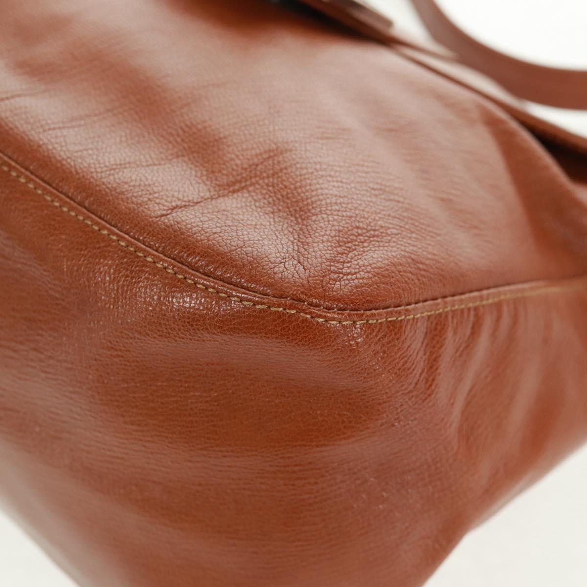 FENDI Mamma Baguette Shoulder Bag Leather Brown Auth yk20189SAV