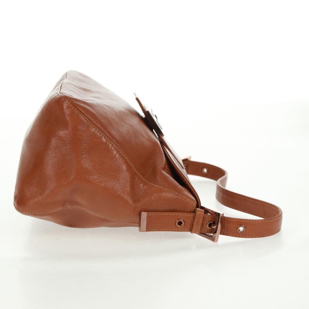 FENDI Mamma Baguette Shoulder Bag Leather Brown Auth yk20189SAV
