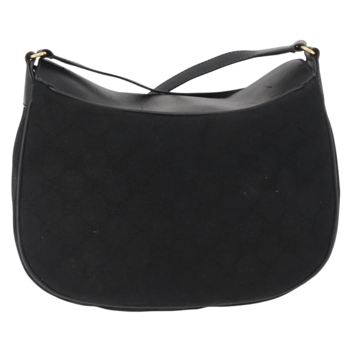 GUCCI GG Canvas Web Sherry Line Shoulder Bag Black Gold 10 02 056 Auth yk20193A