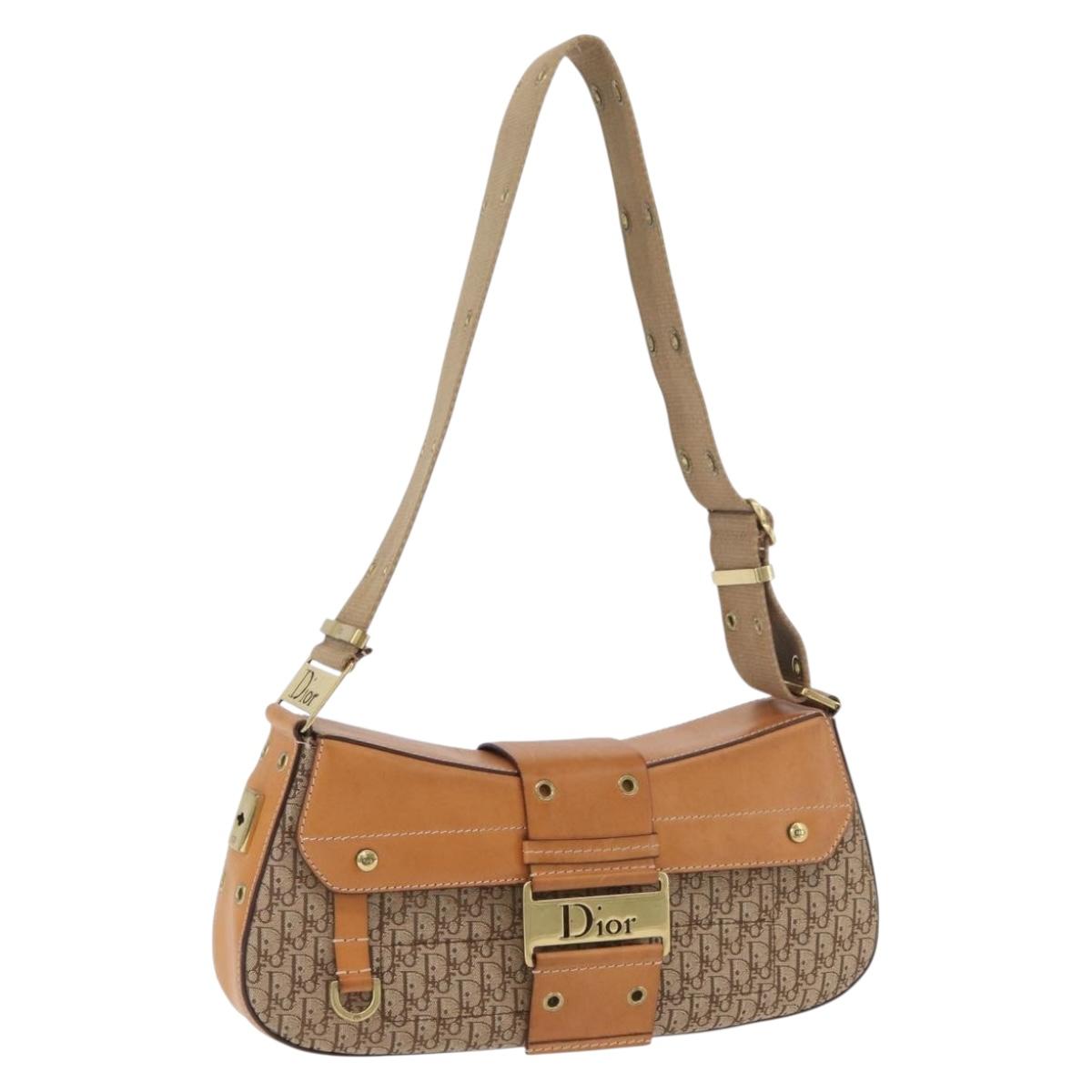 Christian Dior Trotter Canvas Street Chic Bag Beige Gold Auth yk20206SAV