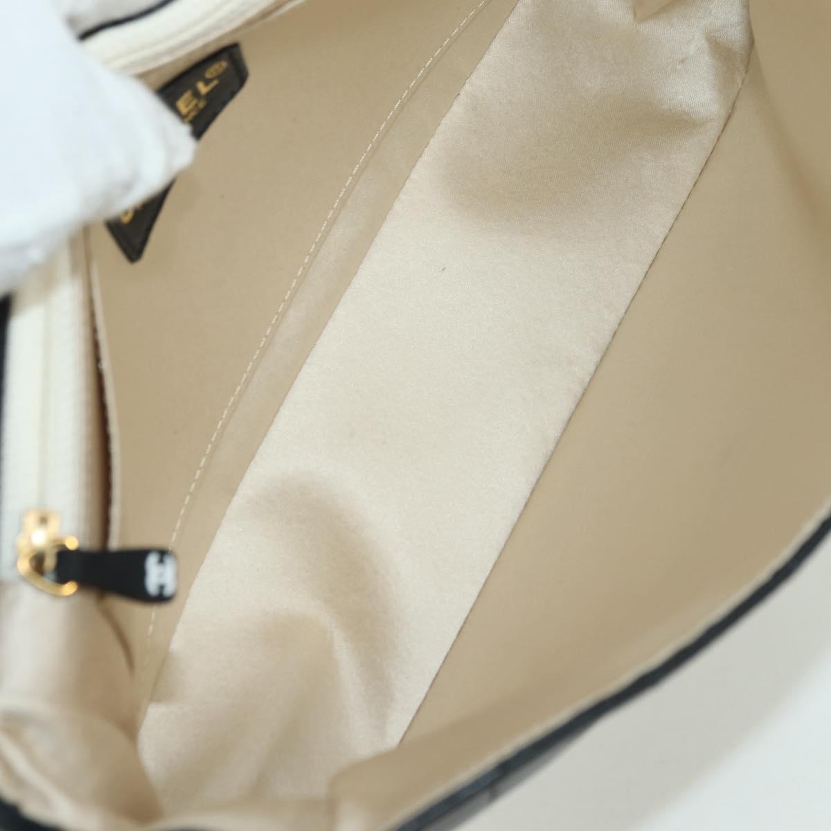 CHANEL Choco Bar Shoulder Bag Lamb Skin Black Gold CC Auth yk20209SAV
