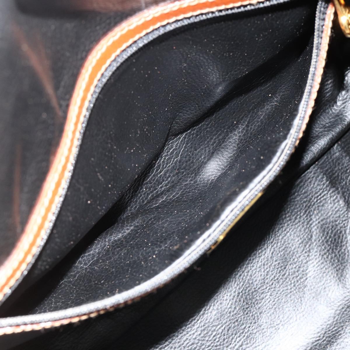 FENDI Pecan Canvas Boston Bag PVC Brown Black Auth yk20237