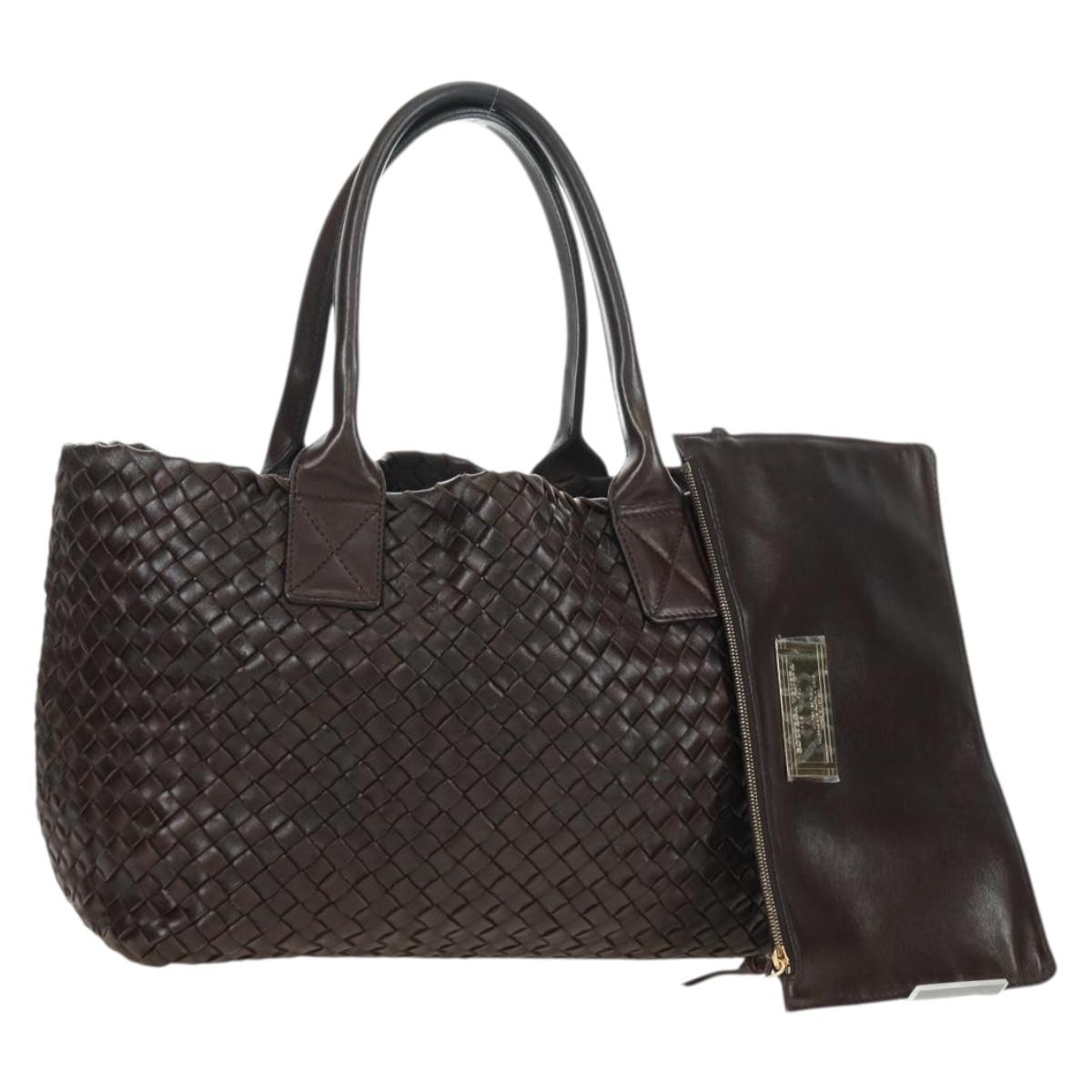 BOTTEGA VENETA INTRECCIATO Cabas PM Hand Bag Leather Black 141498 Auth yk20242V