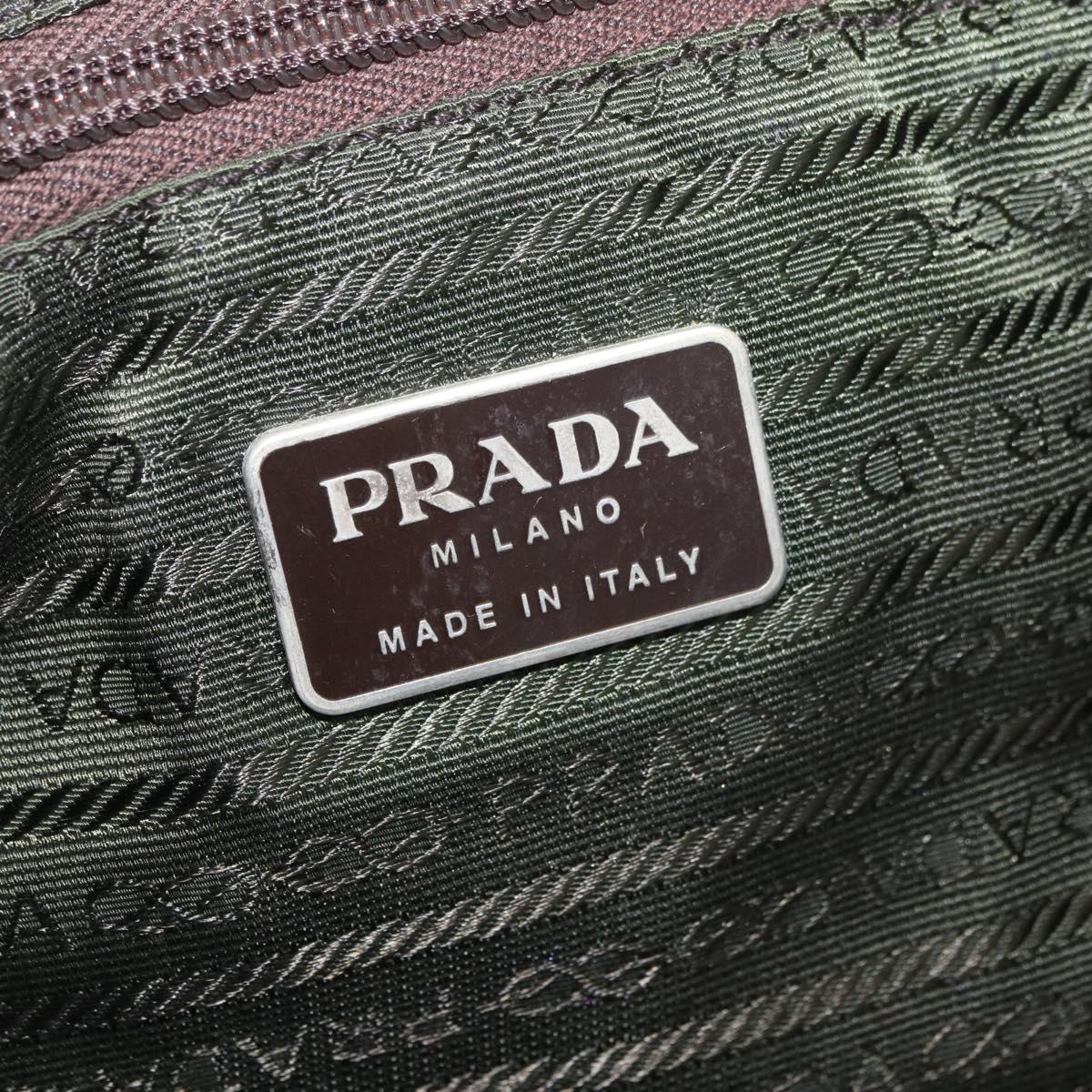 PRADA Backpack Nylon Khaki Silver Auth yk20253