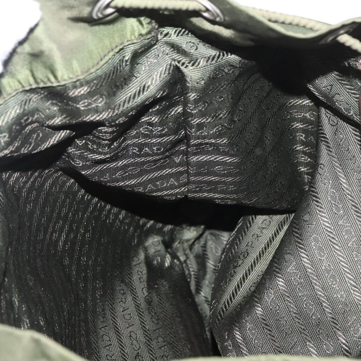 PRADA Backpack Nylon Khaki Silver Auth yk20253