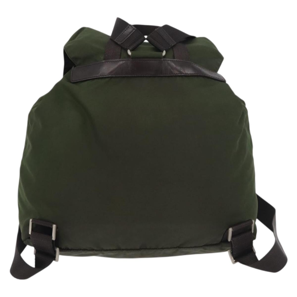 PRADA Backpack Nylon Khaki Silver Auth yk20253
