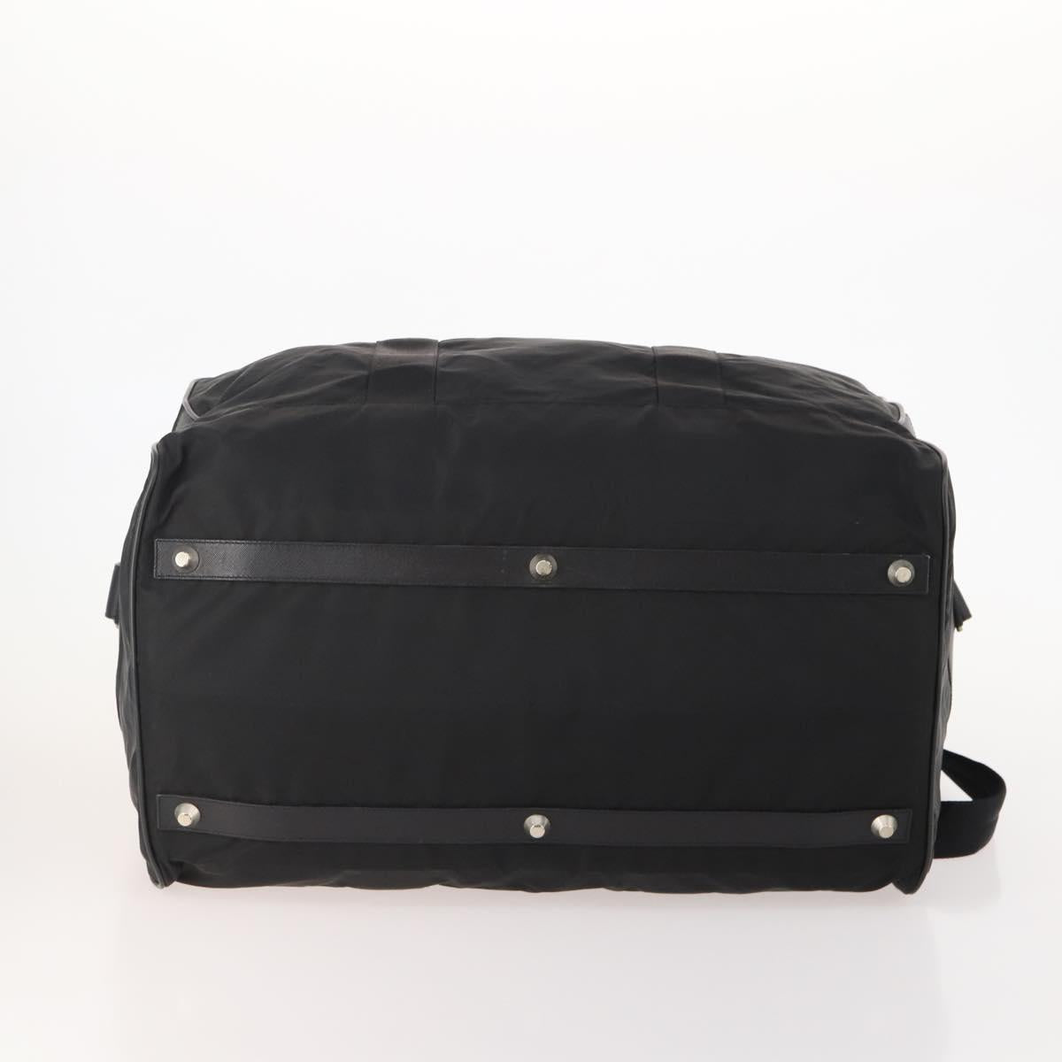 PRADA Boston Bag Nylon Black Silver Auth yk20263A