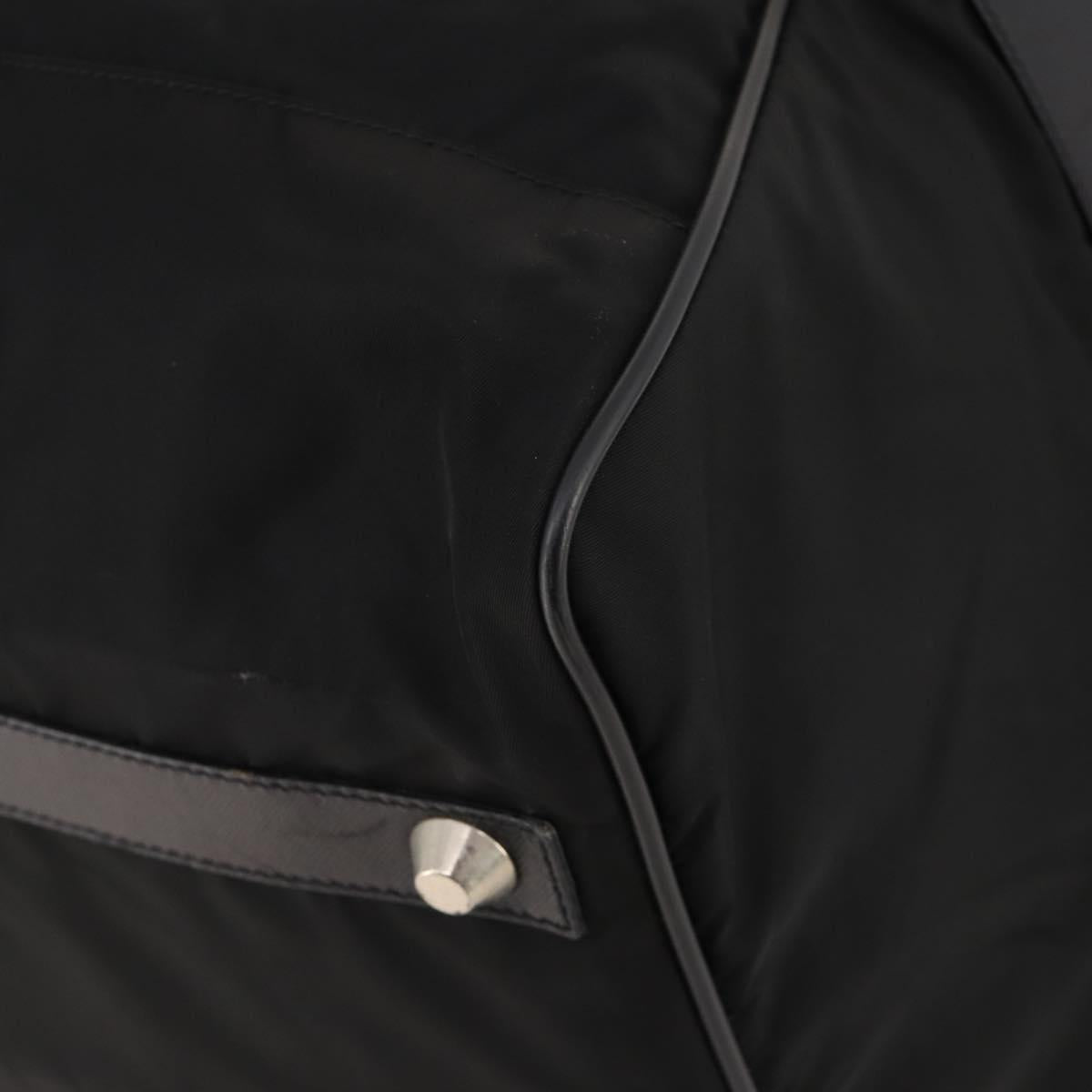PRADA Boston Bag Nylon Black Silver Auth yk20263A