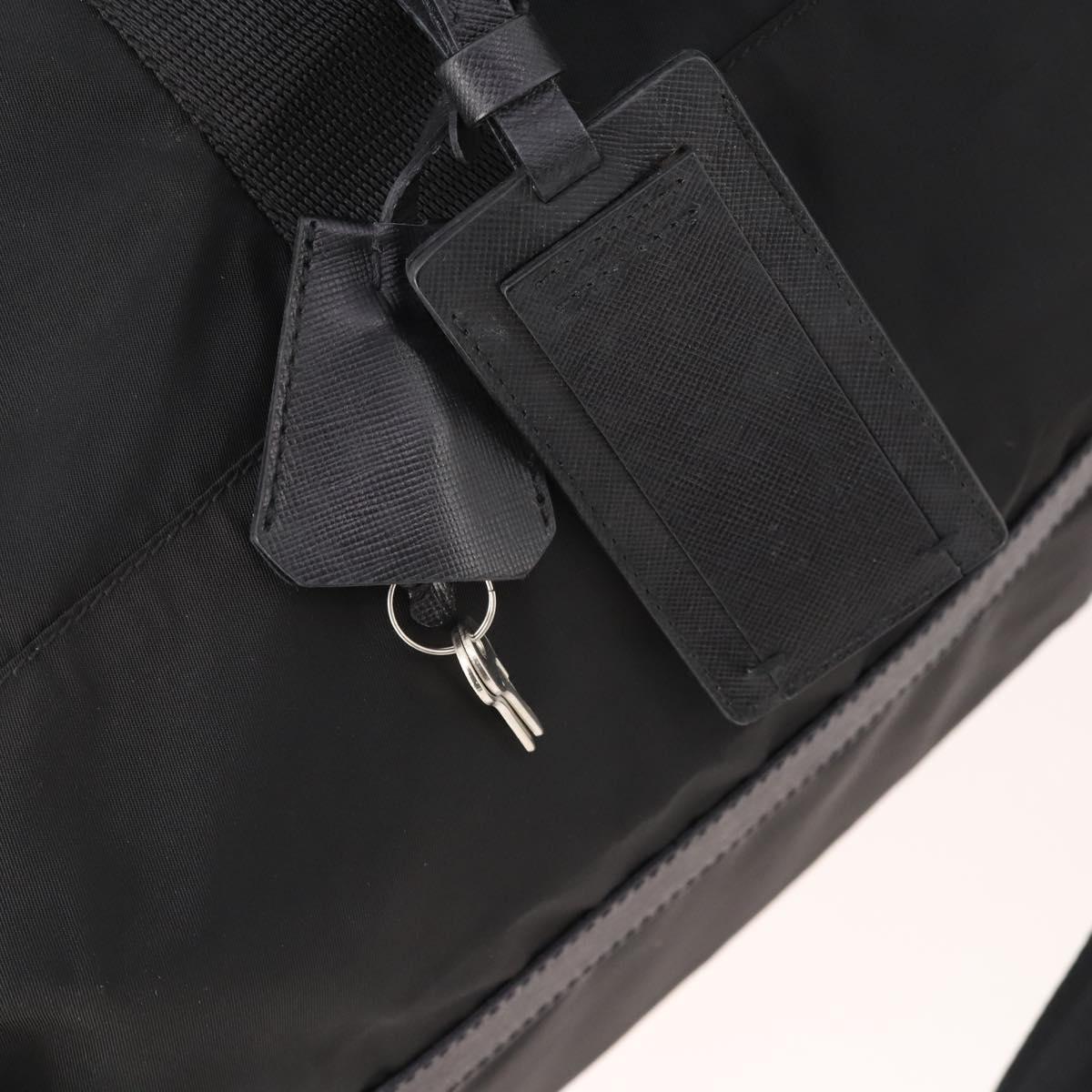 PRADA Boston Bag Nylon Black Silver Auth yk20263A