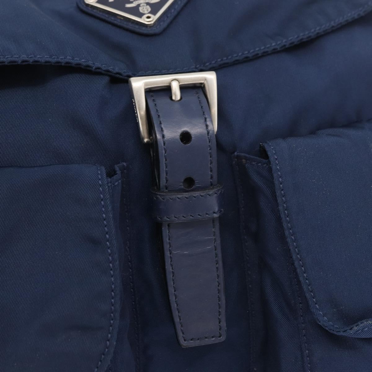 PRADA Backpack Nylon Navy Silver Auth yk20267