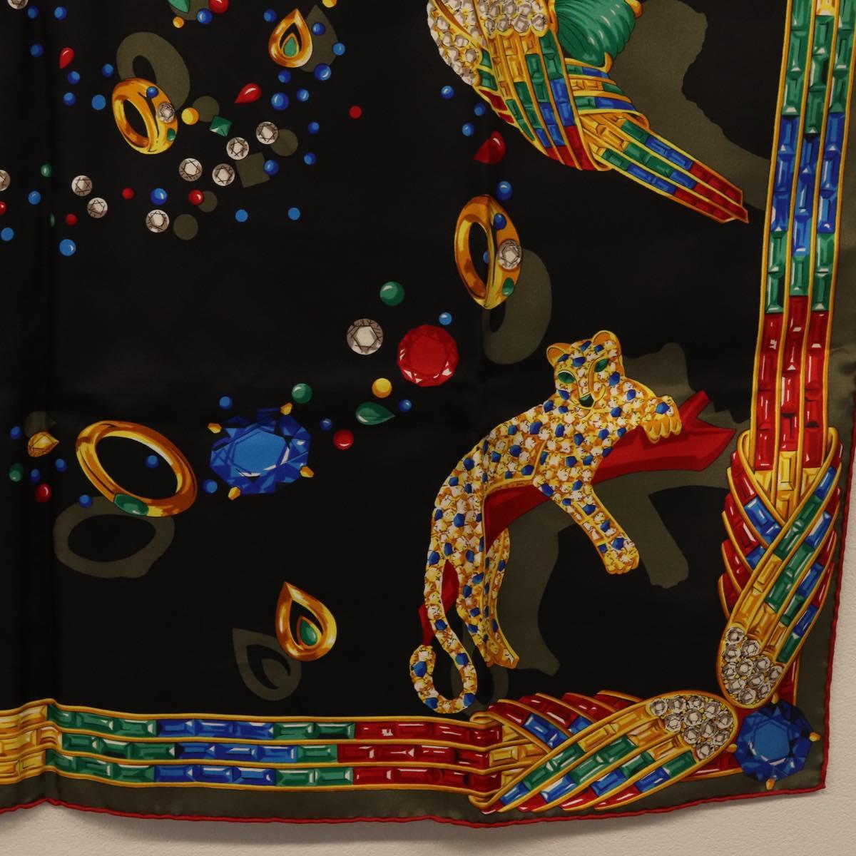 CARTIER Scarf Silk Black Auth yk20270A