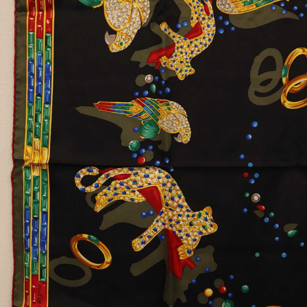 CARTIER Scarf Silk Black Auth yk20270A
