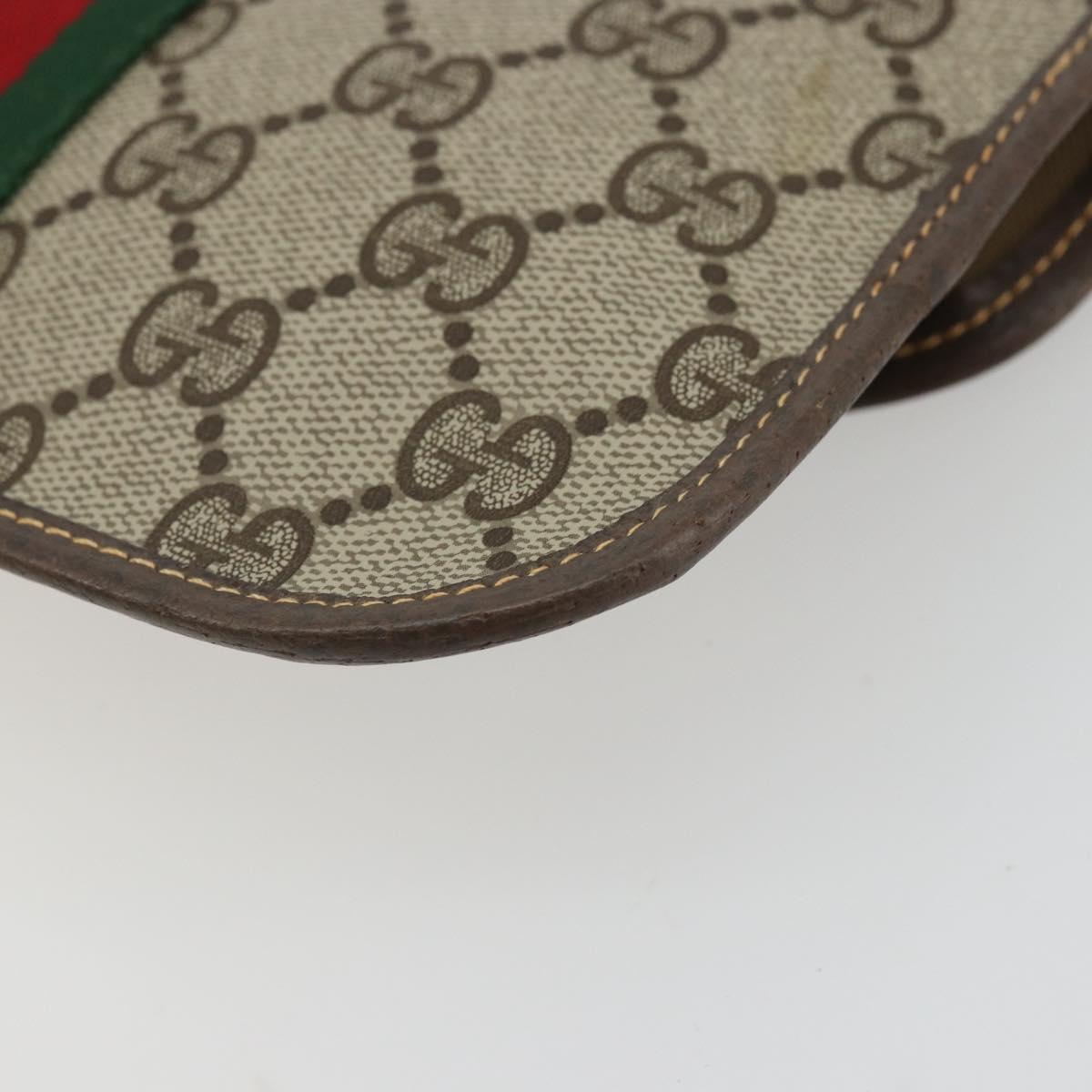 GUCCI GG Supreme Web Sherry Line Pouch PVC Beige Gold 014 89 5205 Auth yk20284A