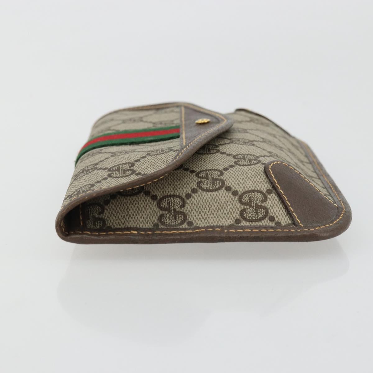 GUCCI GG Supreme Web Sherry Line Pouch PVC Beige Gold 014 89 5205 Auth yk20284A