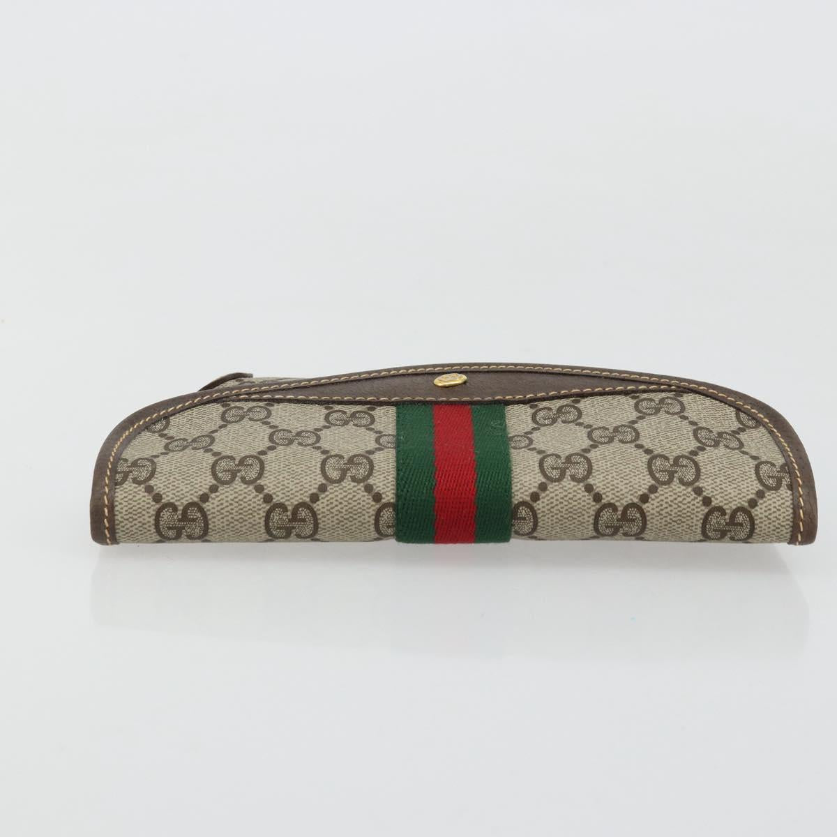 GUCCI GG Supreme Web Sherry Line Pouch PVC Beige Gold 014 89 5205 Auth yk20284A