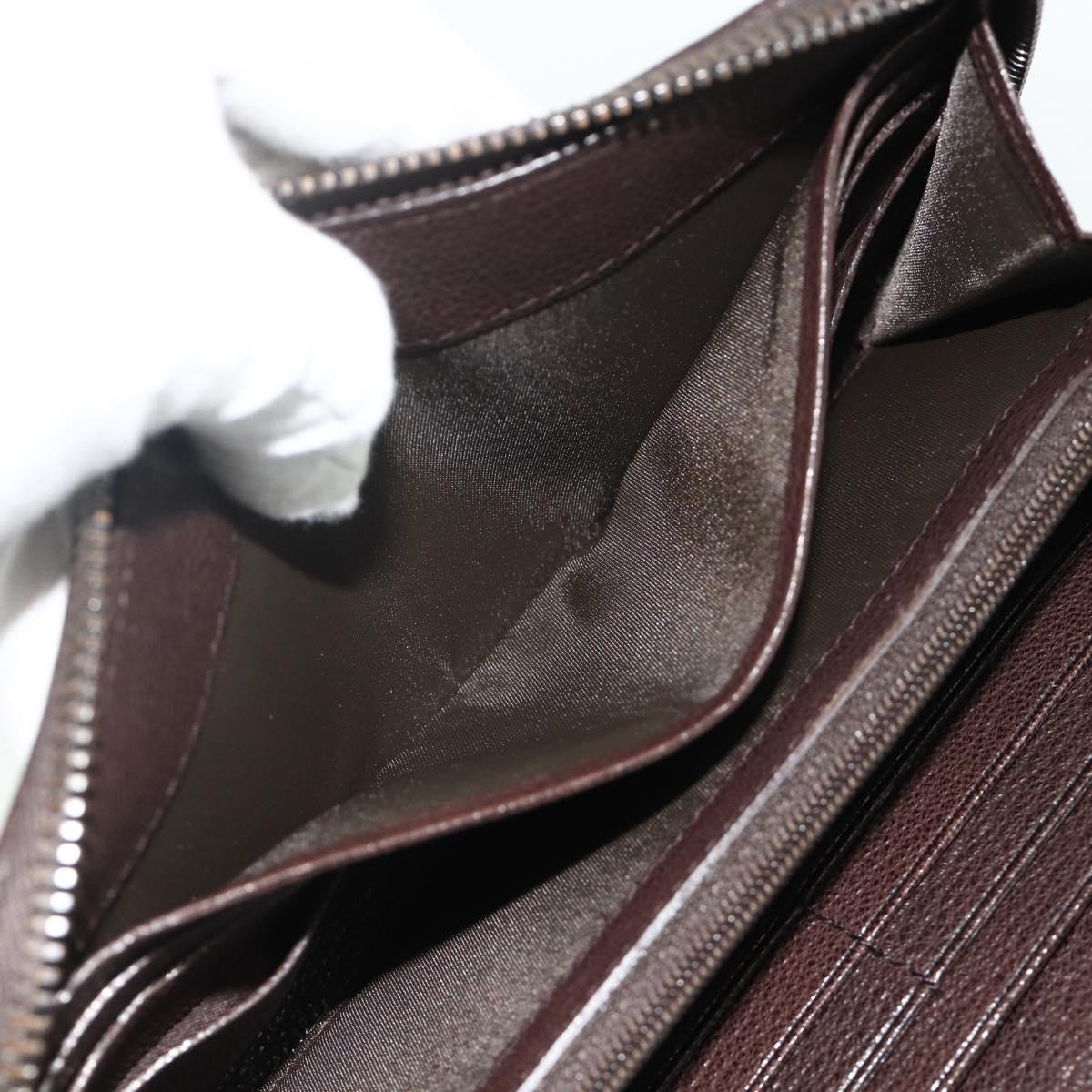 Christian Dior Trotter Canvas Long Wallet Brown Silver Auth yk20342A