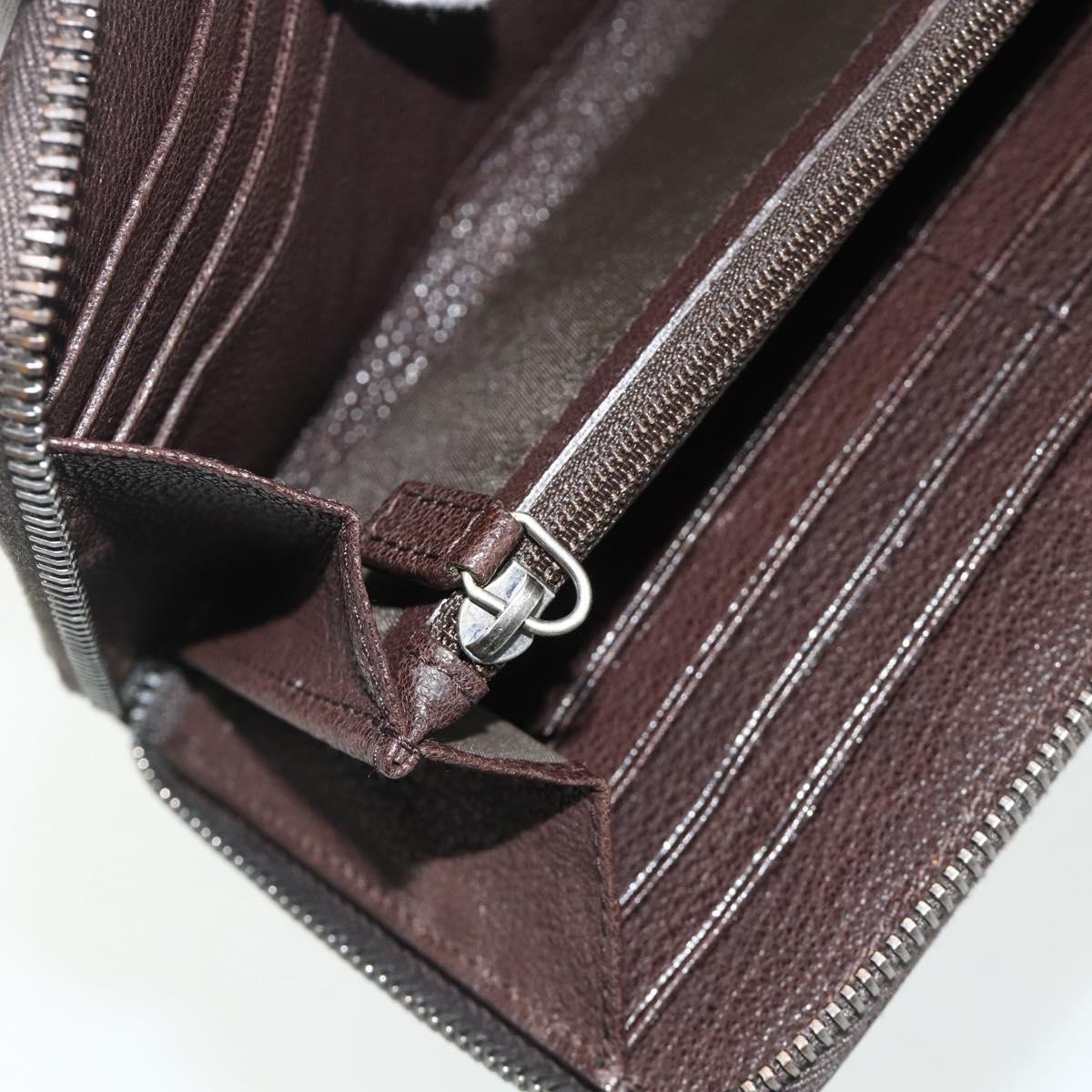 Christian Dior Trotter Canvas Long Wallet Brown Silver Auth yk20342A