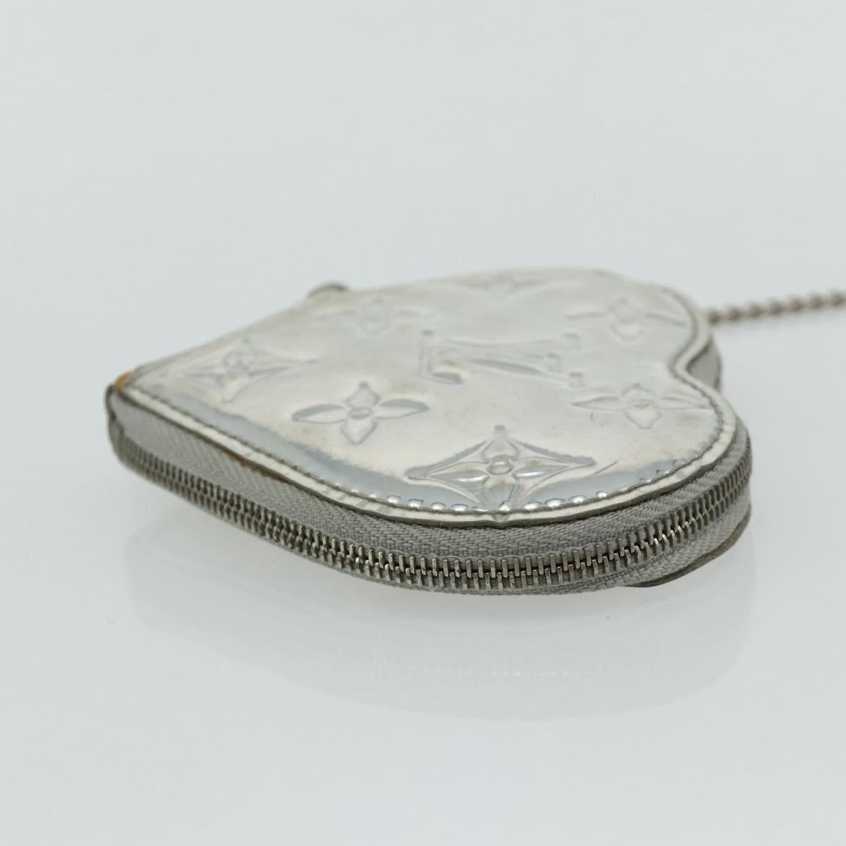 LOUIS VUITTON Miroir Porte Monnaie Coeur Coin Purse Silver M93566 Auth yk20346A
