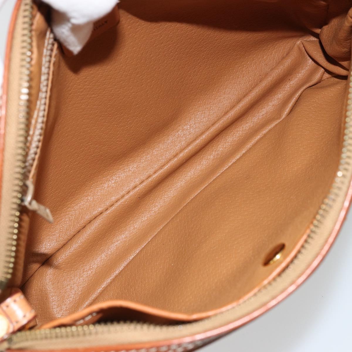 CELINE Macadam Canvas Clutch Bag PVC Leather Brown Gold Auth yk20347