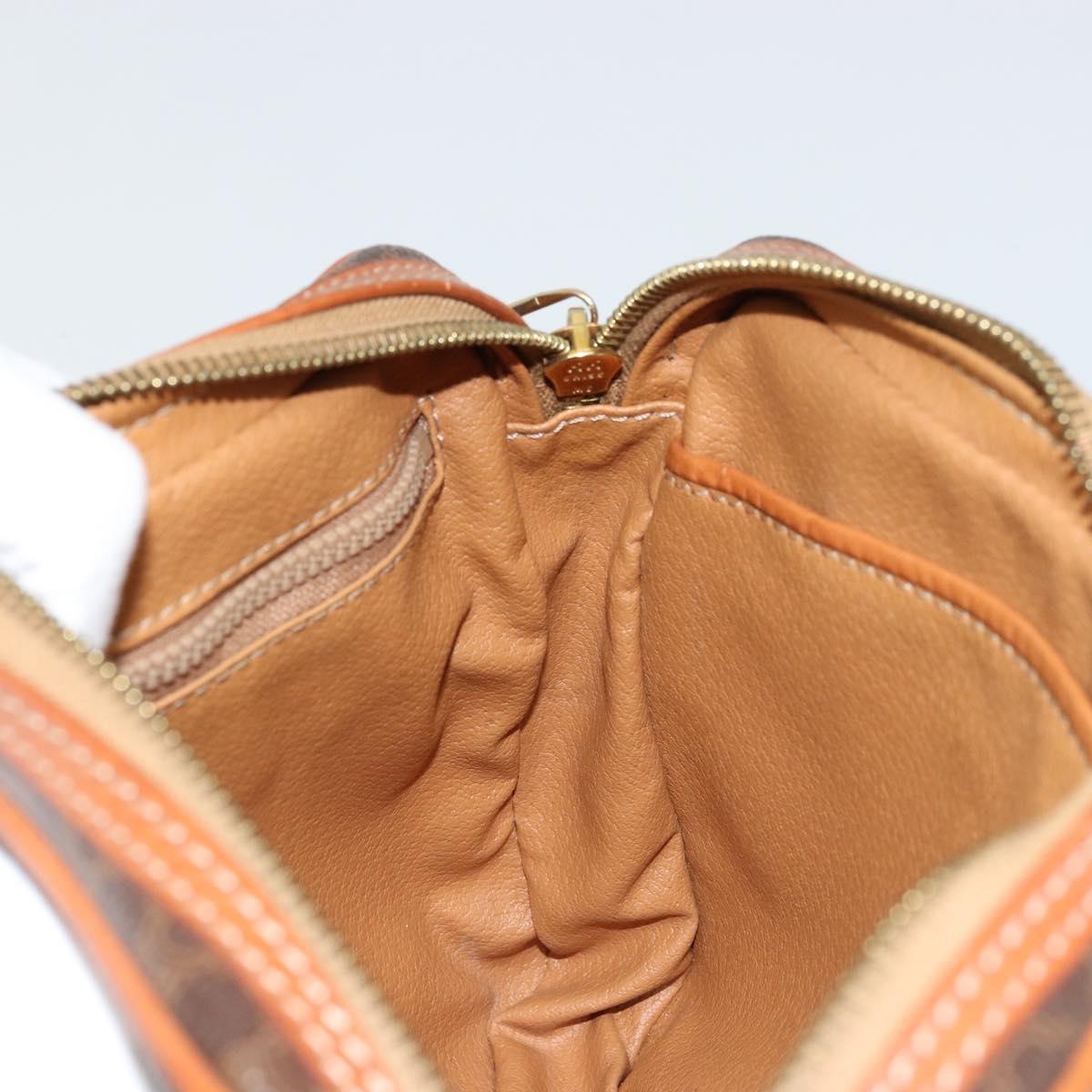 CELINE Macadam Canvas Clutch Bag PVC Leather Brown Gold Auth yk20347