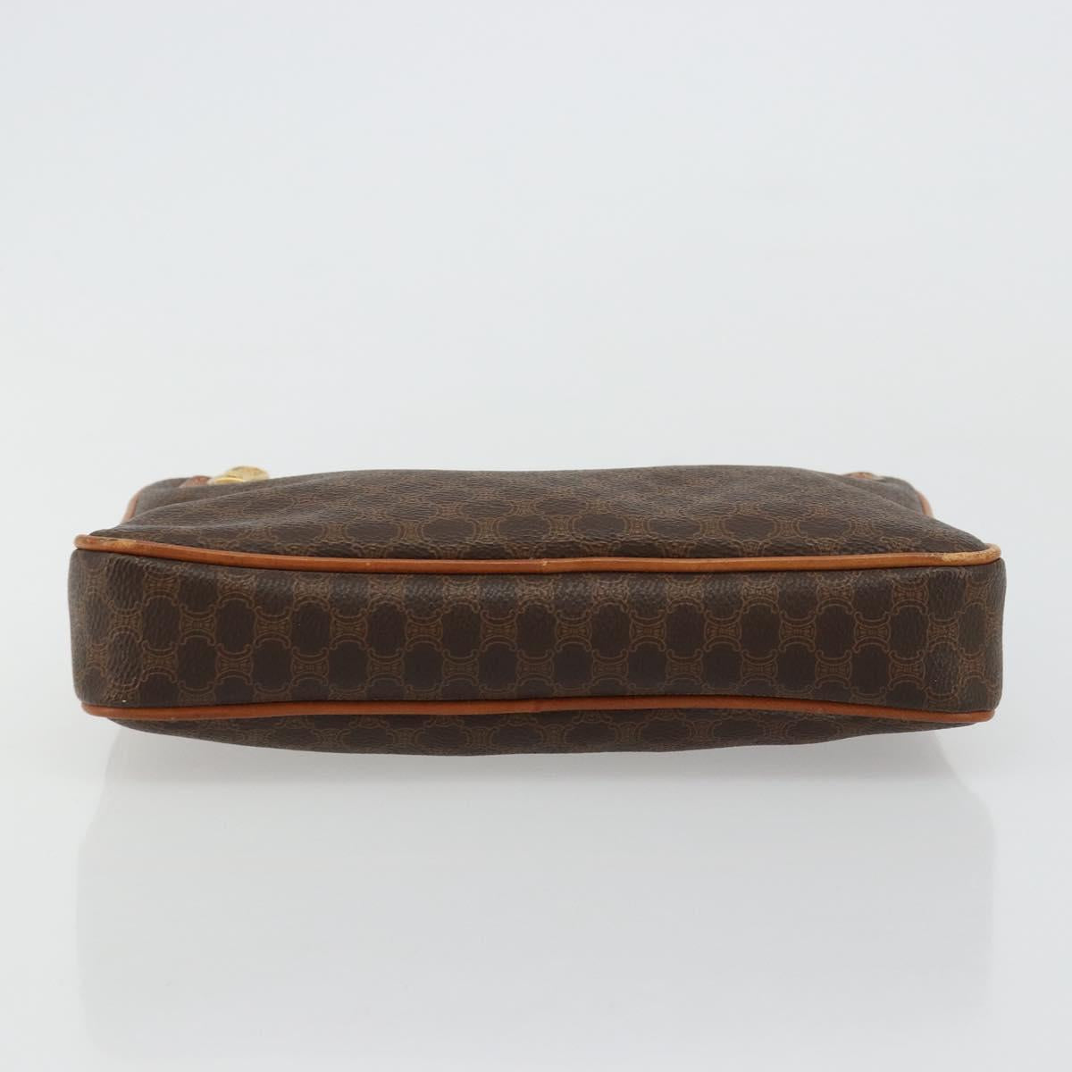 CELINE Macadam Canvas Clutch Bag PVC Leather Brown Gold Auth yk20347