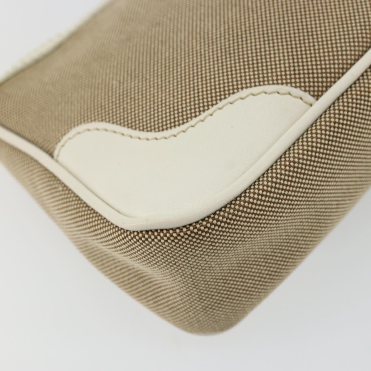 PRADA Pouch Canvas Beige Silver Auth yk20353A