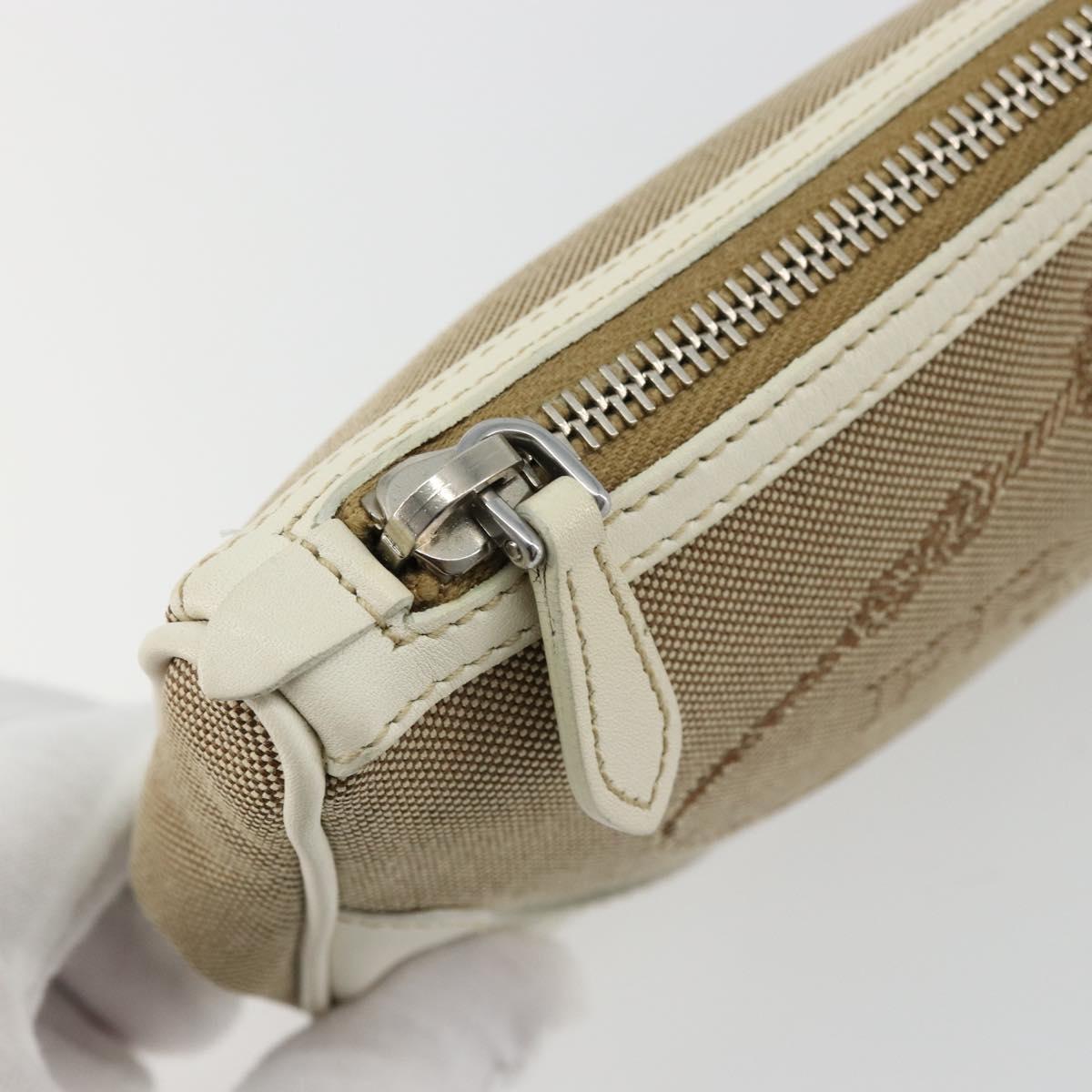 PRADA Pouch Canvas Beige Silver Auth yk20353A