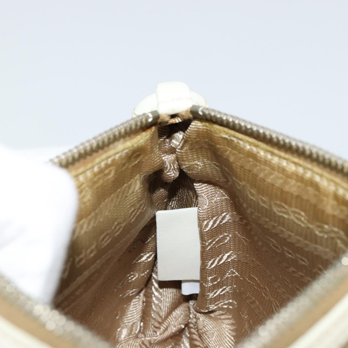 PRADA Pouch Canvas Beige Silver Auth yk20353A