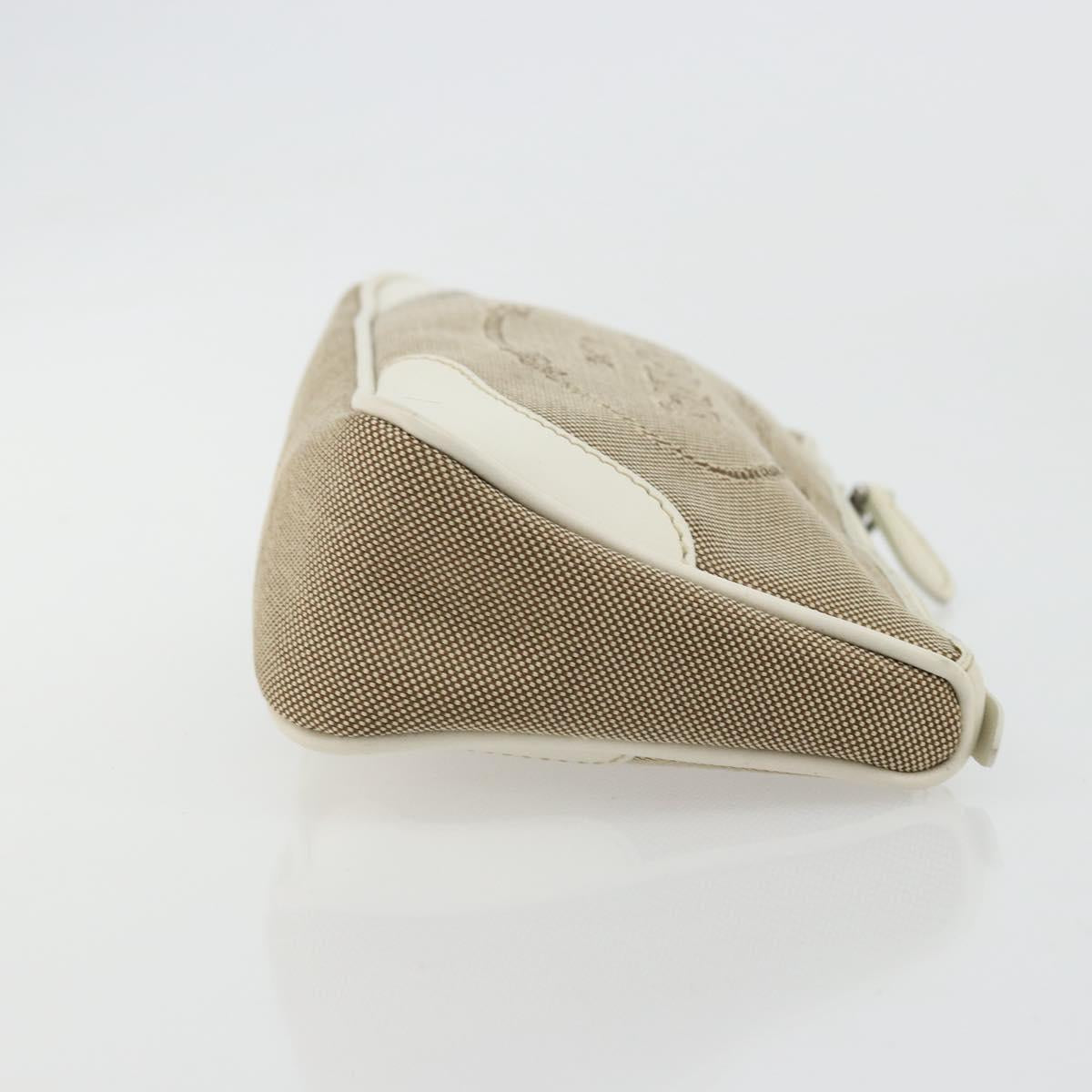 PRADA Pouch Canvas Beige Silver Auth yk20353A