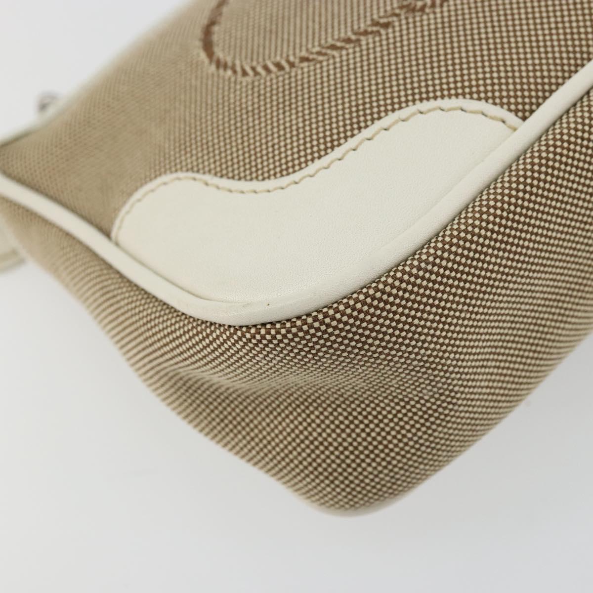 PRADA Pouch Canvas Beige Silver Auth yk20353A