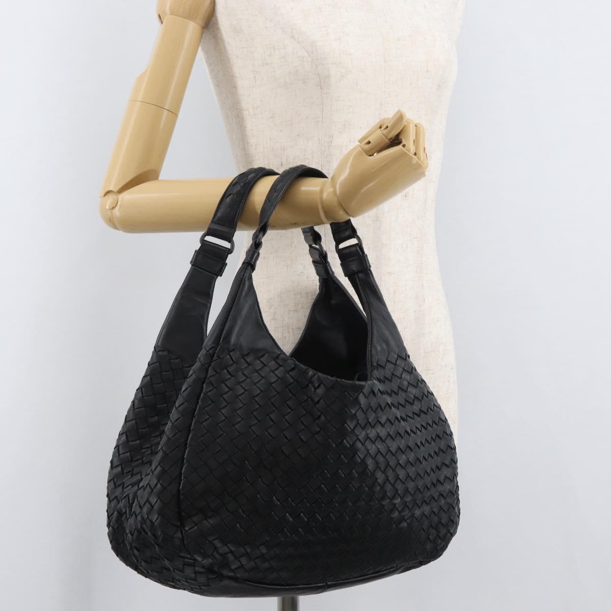 BOTTEGA VENETA INTRECCIATO Campana Bag Leather Brown Silver Auth yk20360SAV
