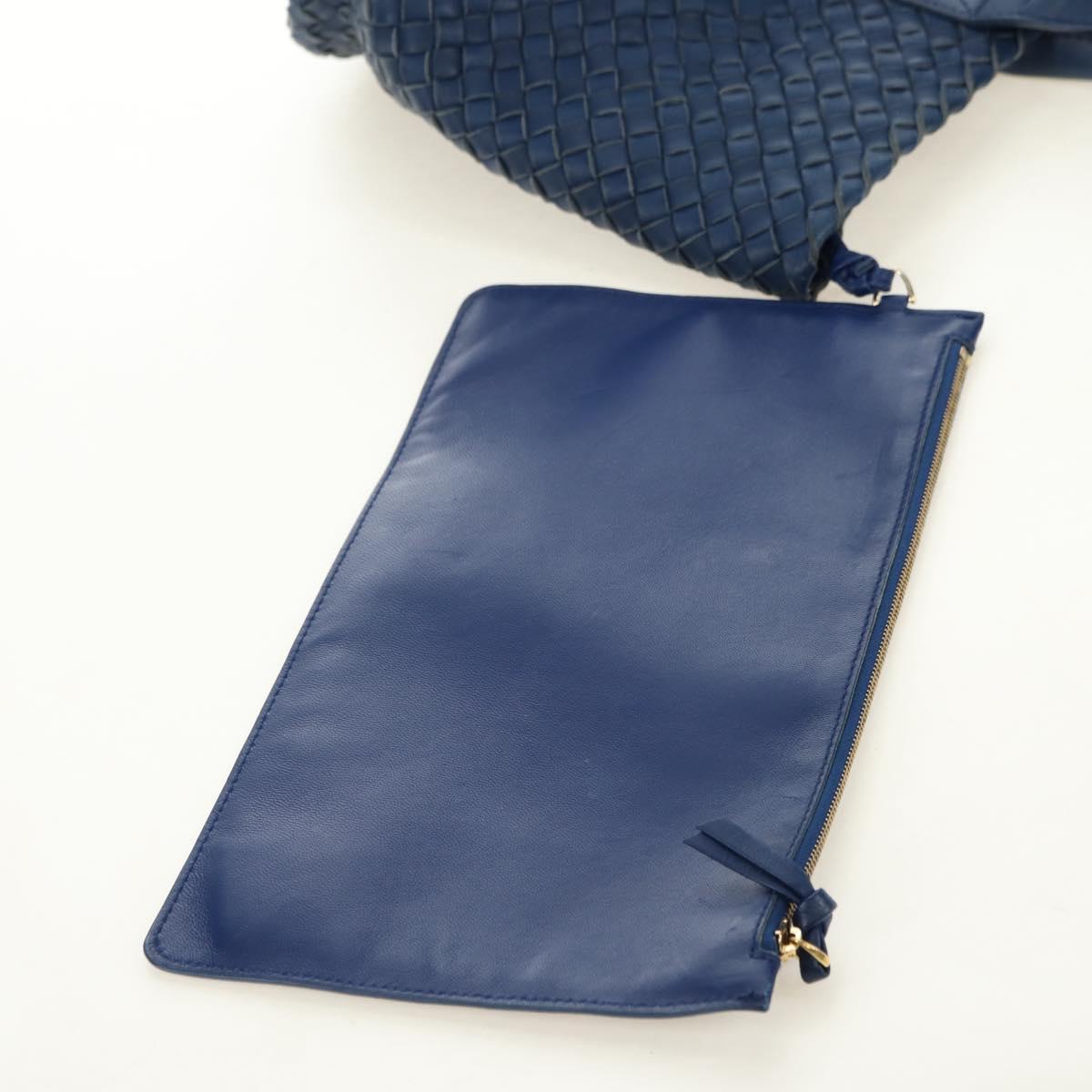 BOTTEGA VENETA INTRECCIATO Cabas PM Tote Bag Leather Blue 141498 Auth yk20363SAV