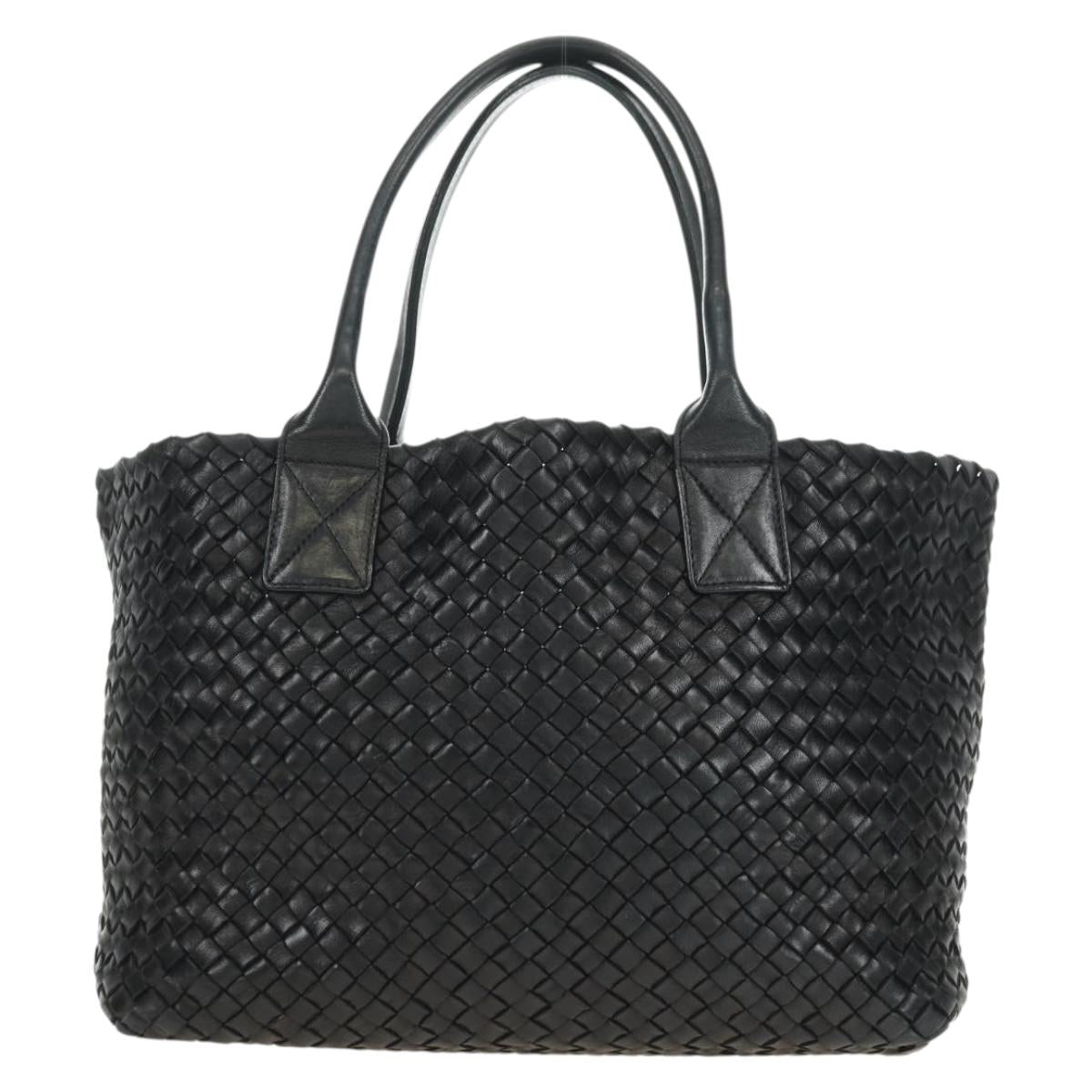 BOTTEGA VENETA INTRECCIATO Cabas PM Bag Leather Black 141498 Auth yk20364SAV