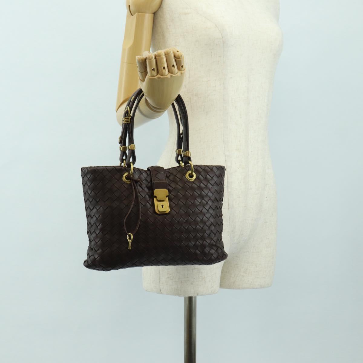 BOTTEGA VENETA INTRECCIATO Rome Hand Bag Leather Brown 162112 Auth yk20366SAV