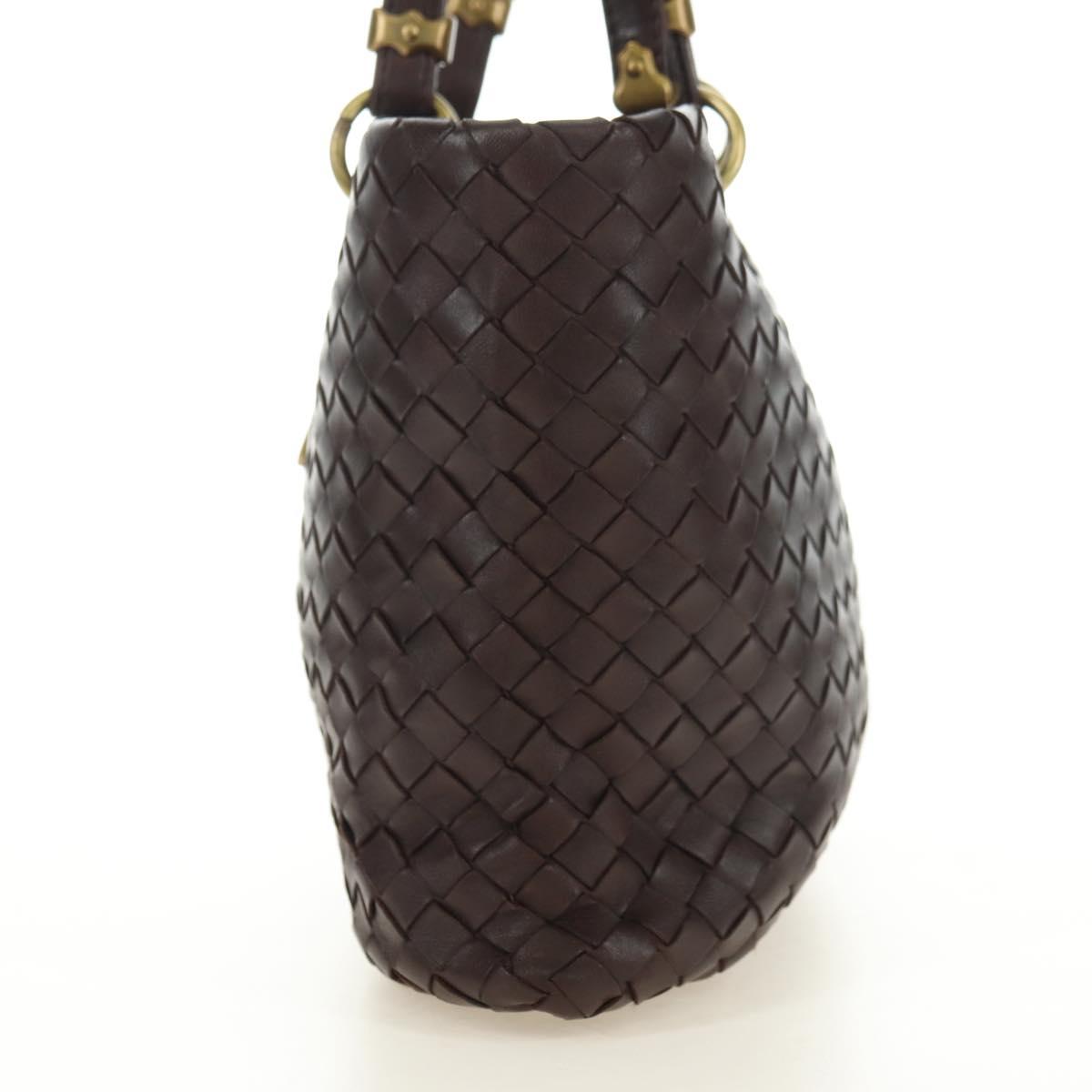 BOTTEGA VENETA INTRECCIATO Rome Hand Bag Leather Brown 162112 Auth yk20366SAV