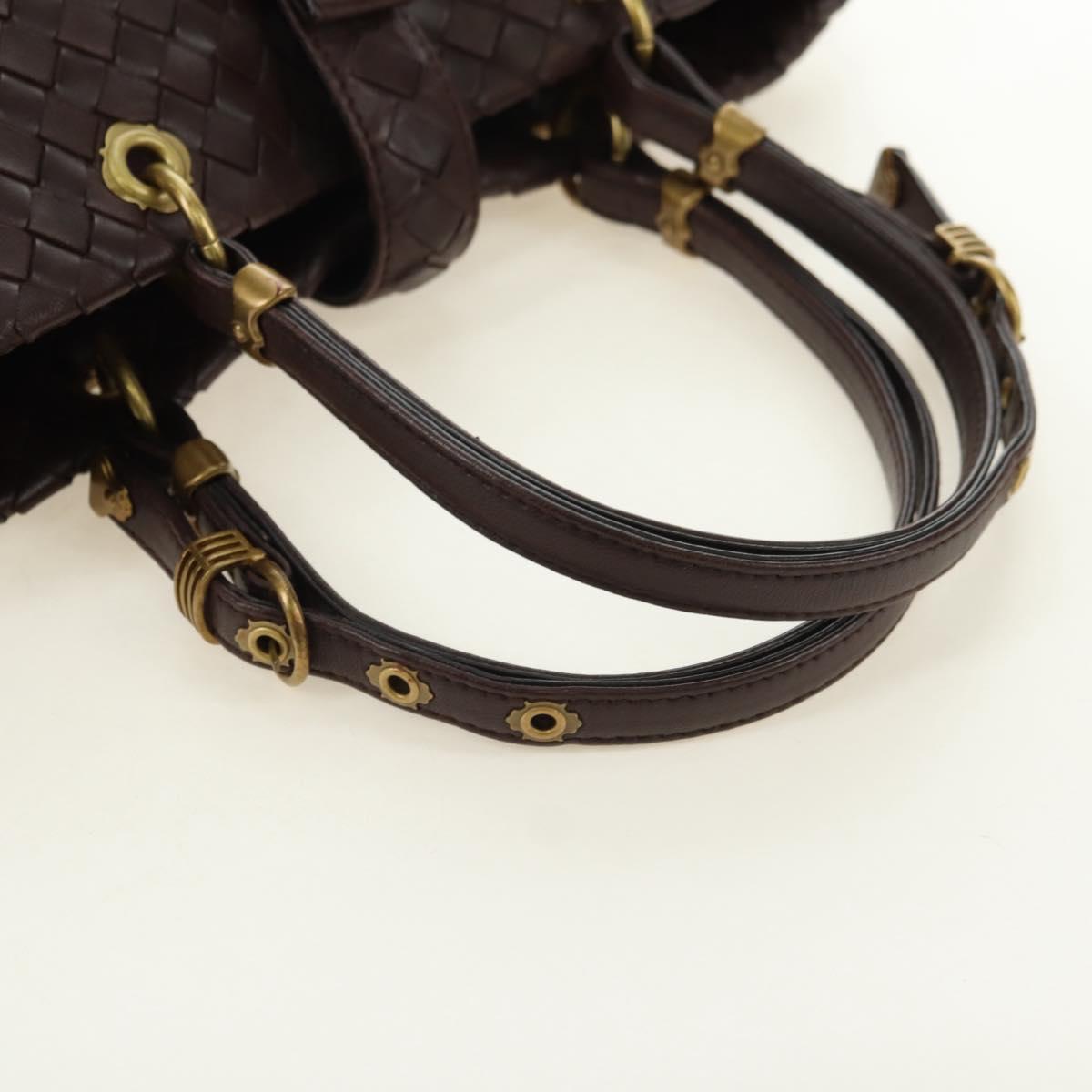 BOTTEGA VENETA INTRECCIATO Rome Hand Bag Leather Brown 162112 Auth yk20366SAV