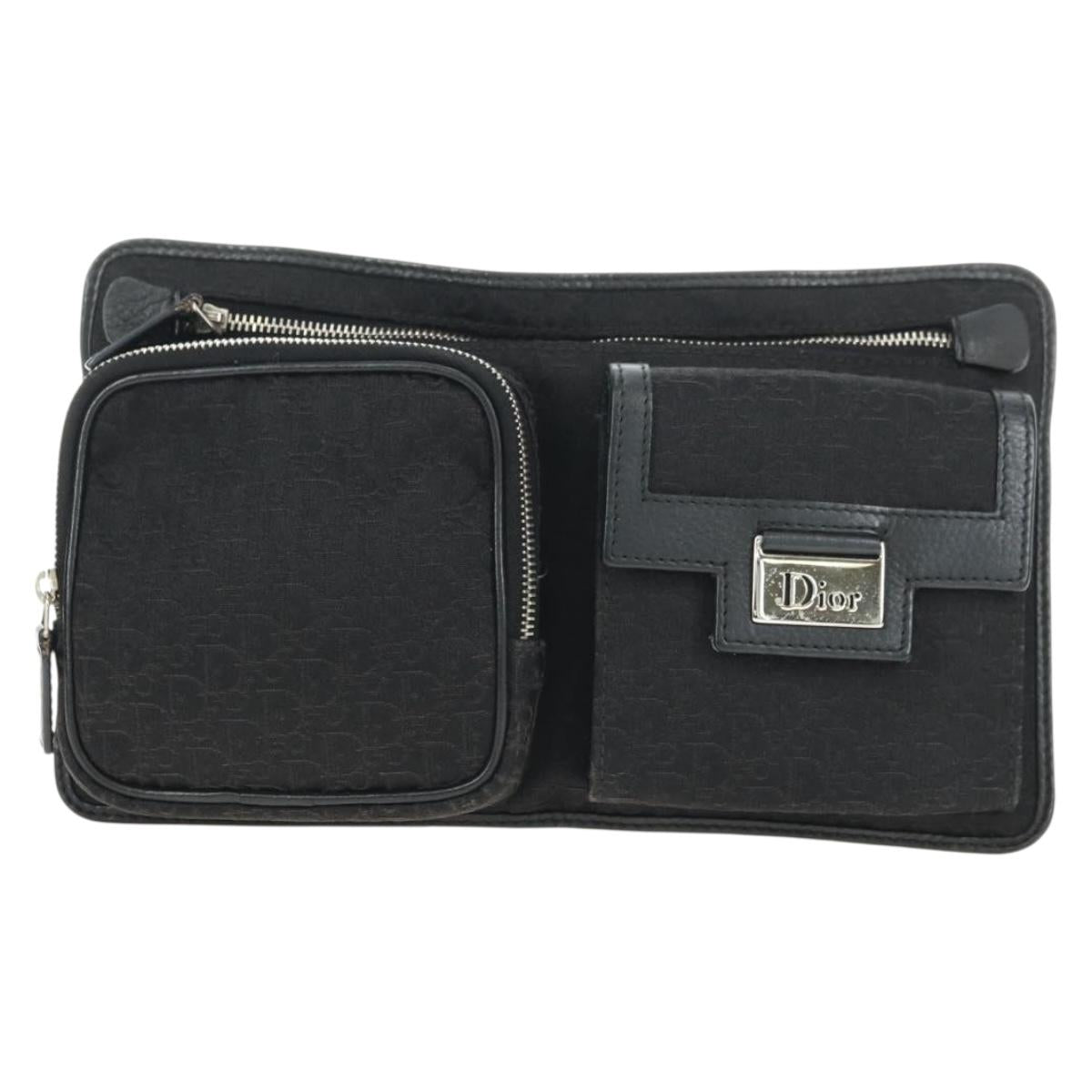 Christian Dior Trotter Canvas Body Bag Black Silver Auth yk20371SAV