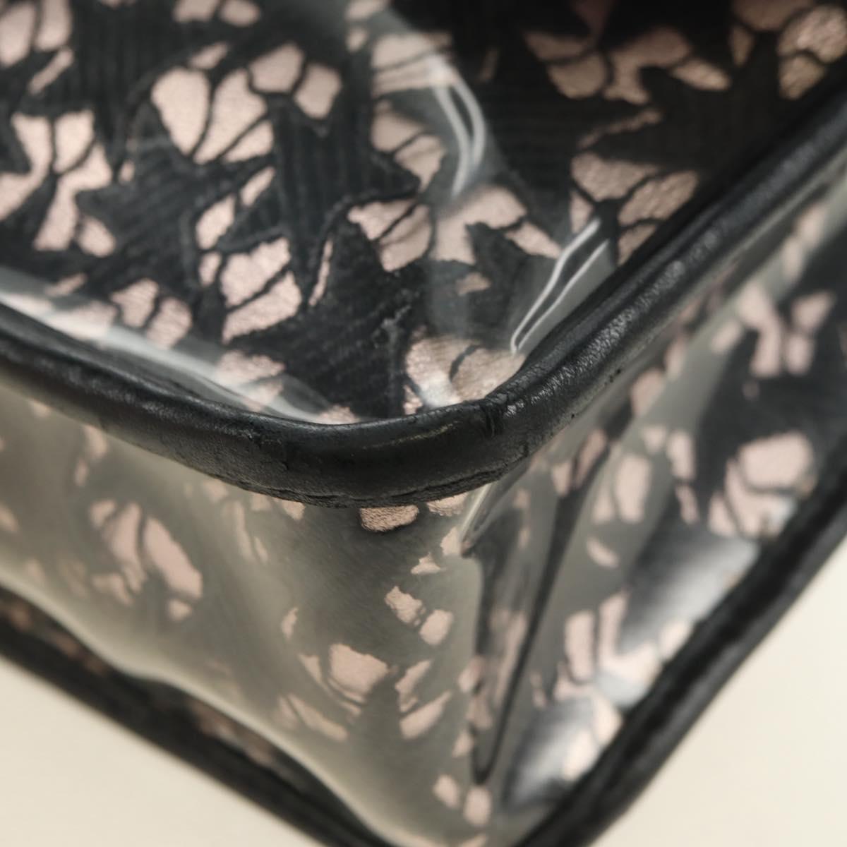 CHANEL Star Turn Lock Chain Hand Bag Vinyl Black Silver CC Auth yk20372SAV